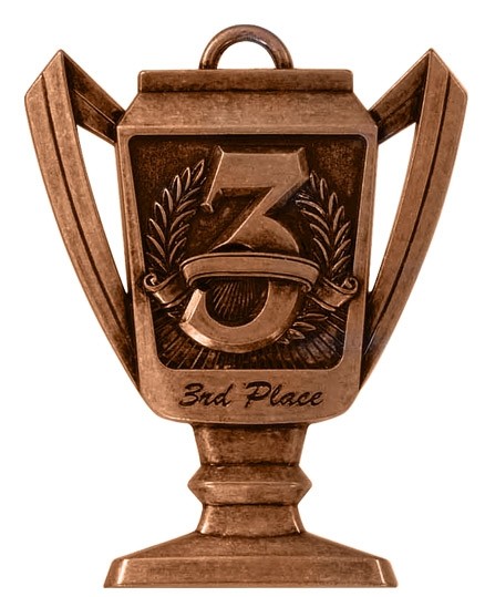 3rd Place Trophy Medal, 2 3/4" Tall 1