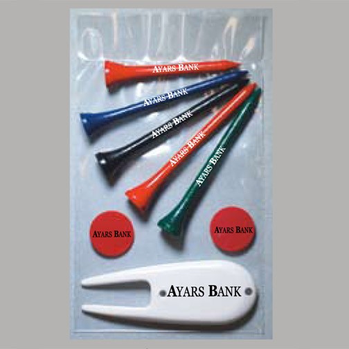 Value Poly Bag Pack w/ Four 2 3/4" Tees, One 2 1/8" Tee, 2 Markers & 1 Fixer 1