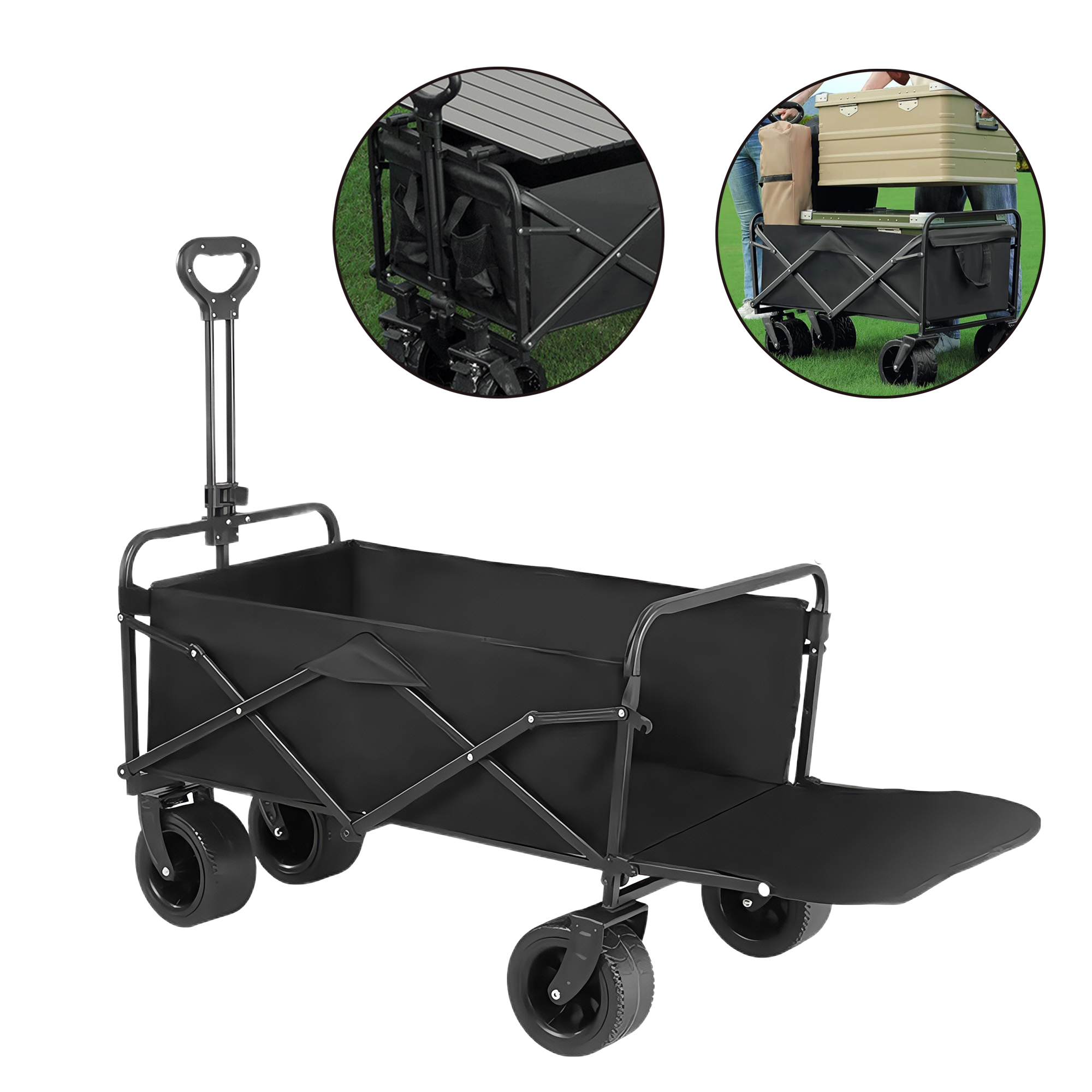 10" Outdoor Folding Camping Wagon Cart with 400L Capacity 2