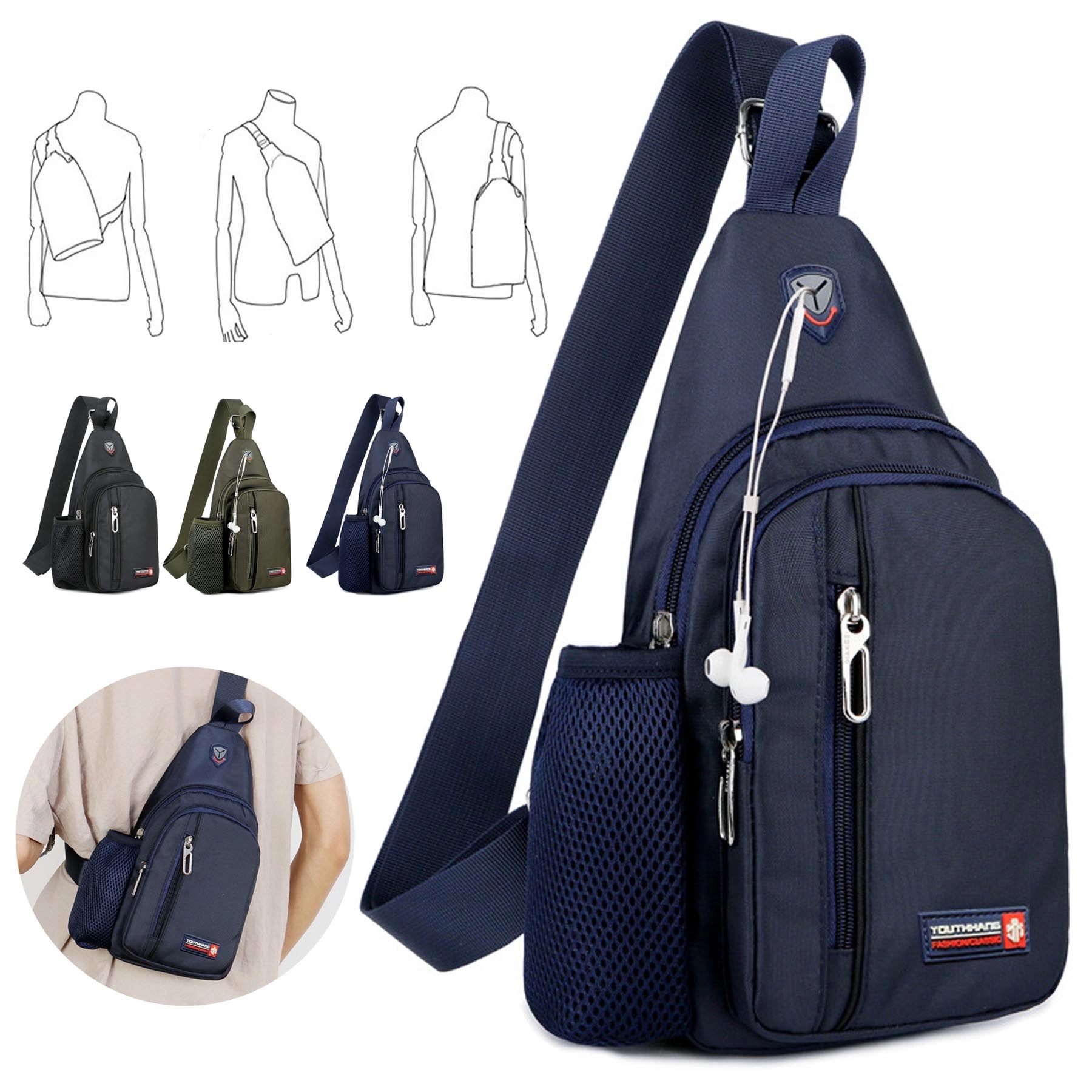 Sling Backpack With Earphone Hole 1