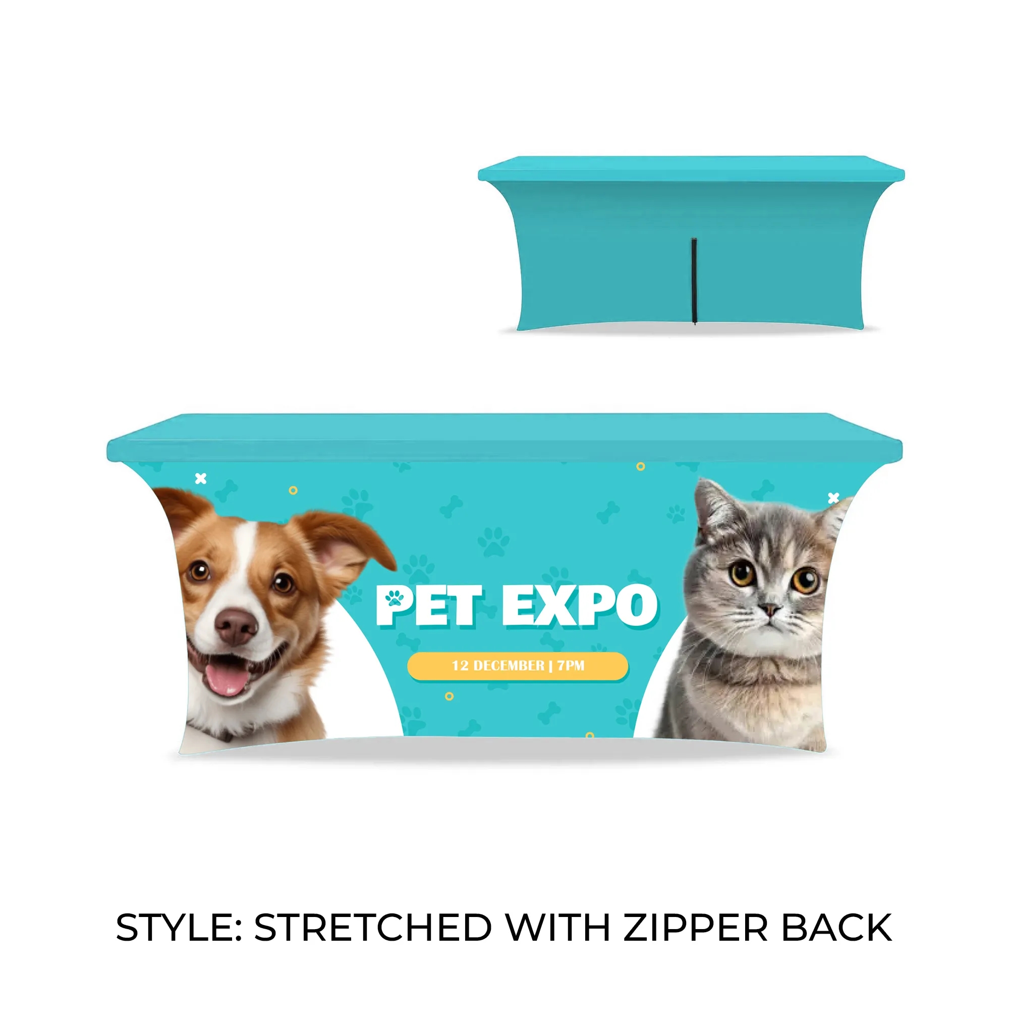 6' Table Cover Stretched Throw w/ Zippered Back 2