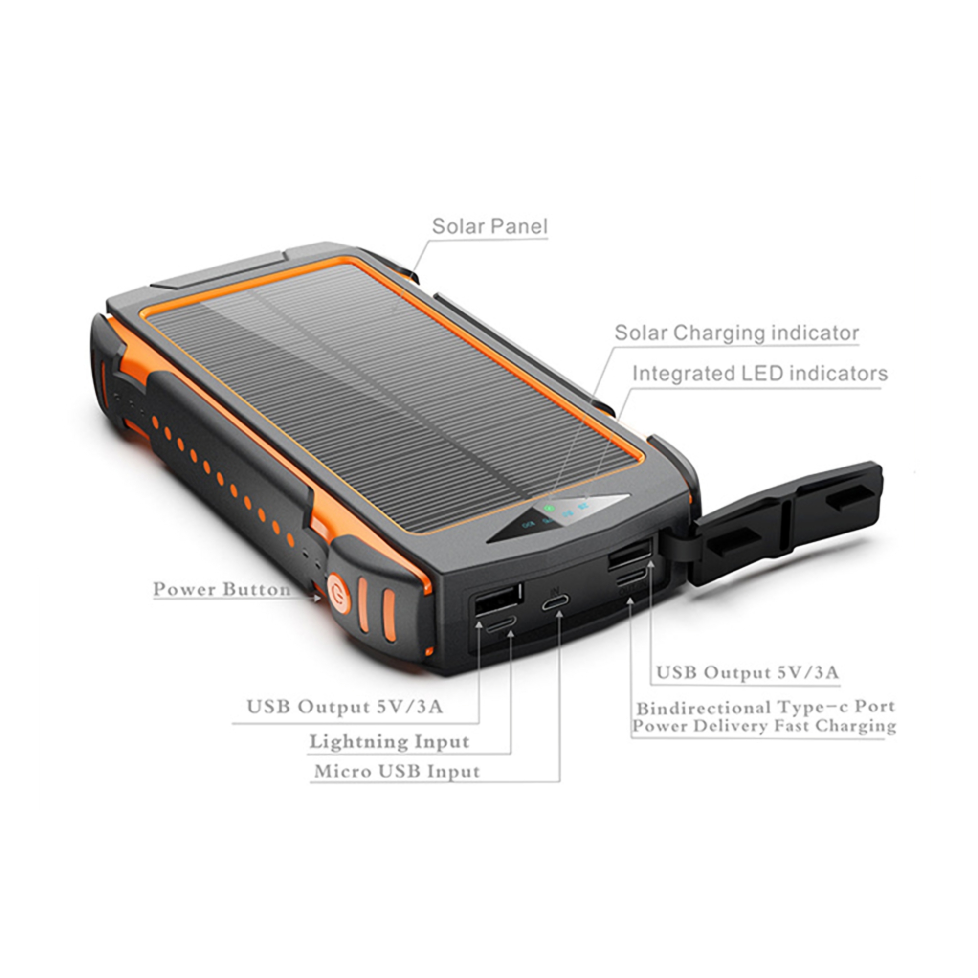 20000mAh Solar Wireless Power Bank 5