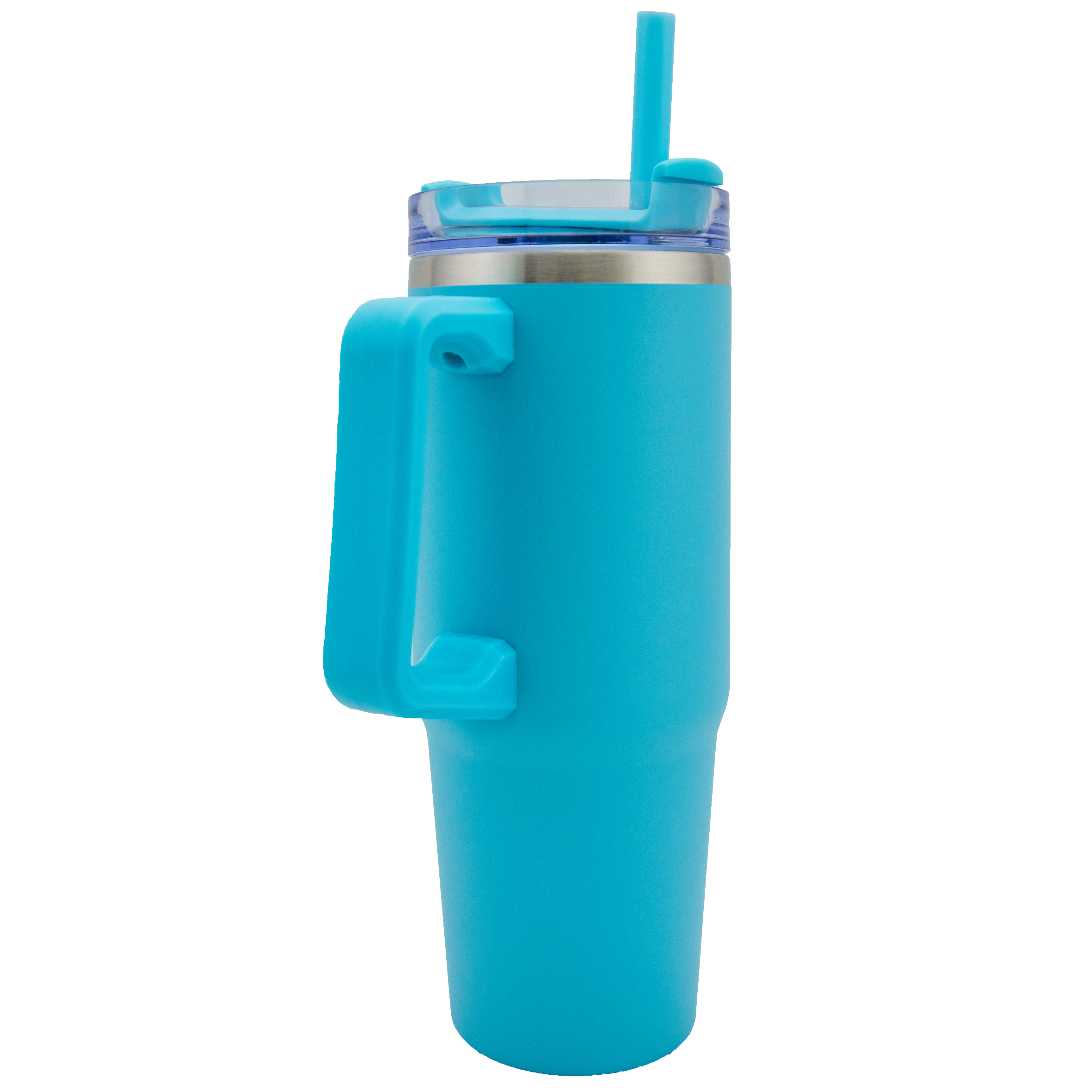 Newport 30 Oz. Double wall Stainless Steel Vacuum Insulated Tumbler w/Handle and Straw (Cyan) 2
