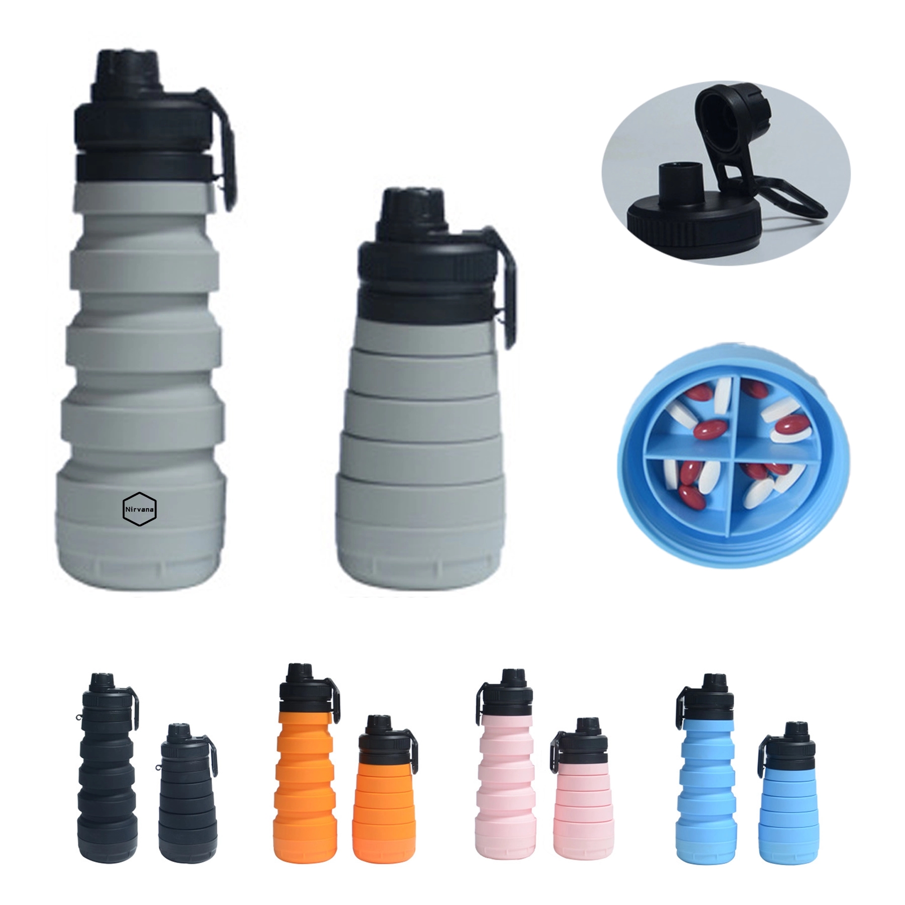 25oz Foldable Silicone Water Bottle 2