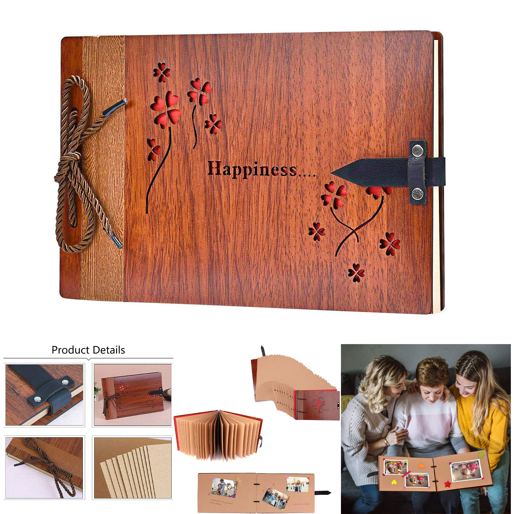Wooden Scrapbook Album DIY Photo Album 80 Pages 2