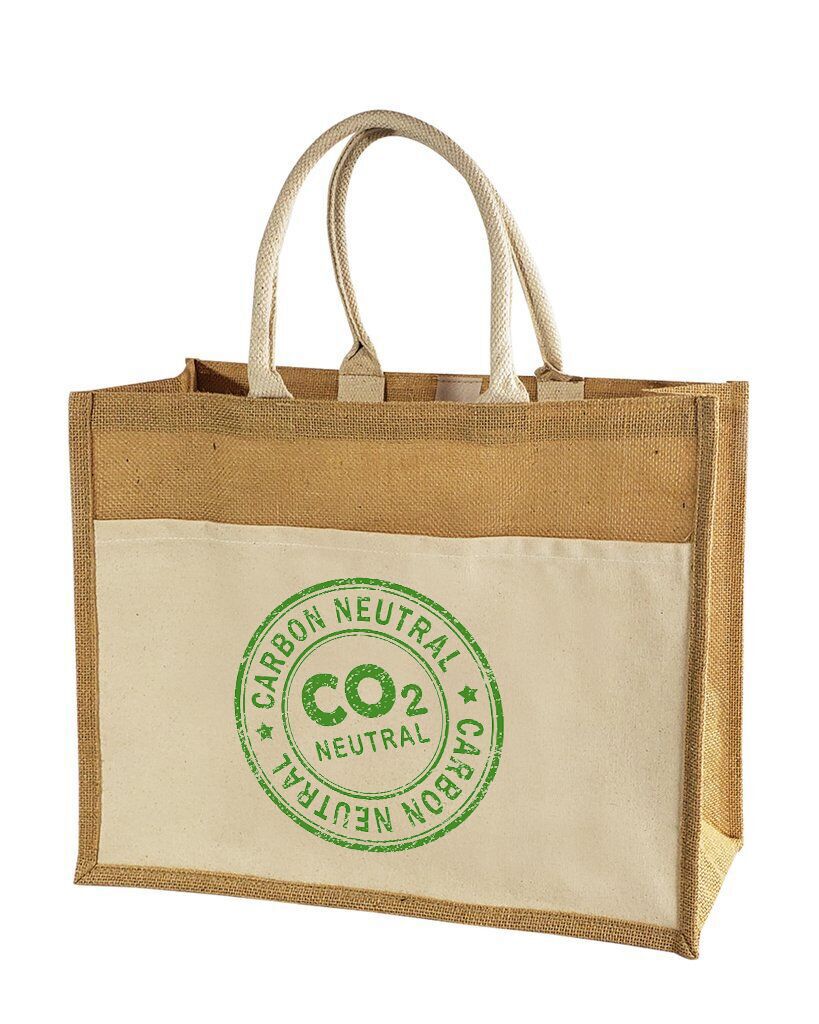 Jute Tote Bag With Canvas Pocket, custom tote bag with logo imprint 2