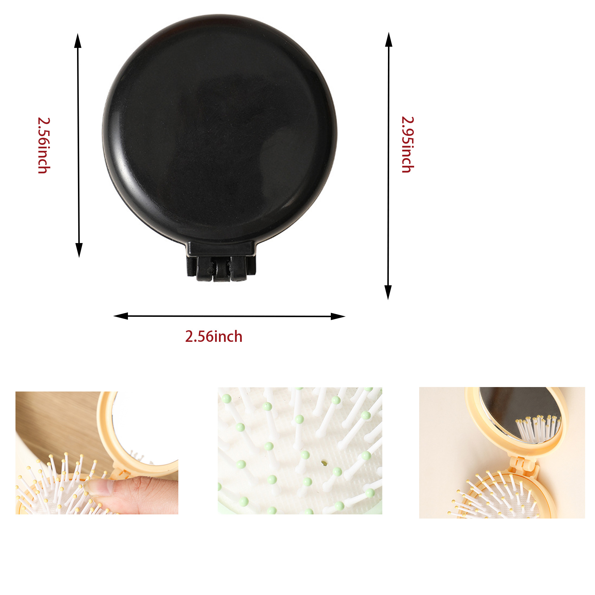 Mirror-Equipped Round Pocket Comb 2