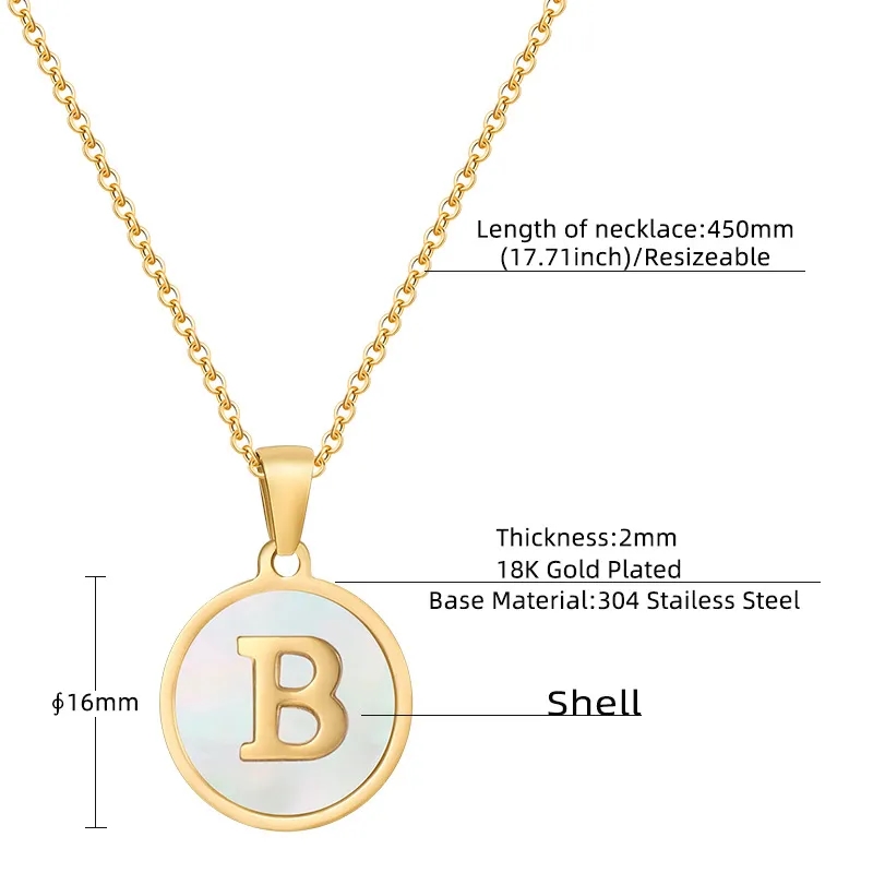 Gold Stainless Steel Letter Pendant Necklace 4