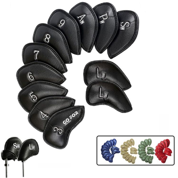 12pcs Thick Synthetic Leather Golf Iron Head Covers Set 7