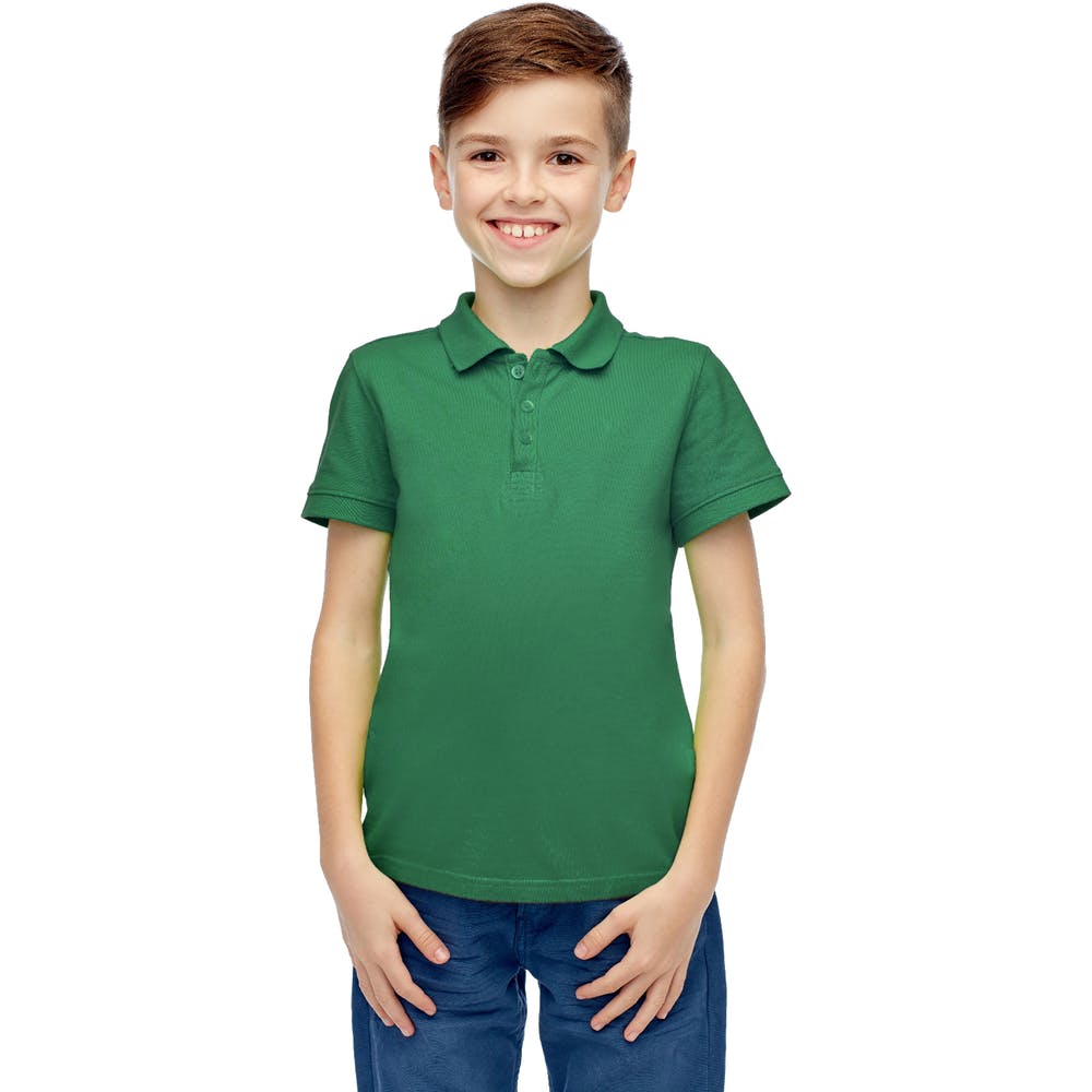 Boys' Uniform Polo Shirts - Hunter Green Short Sleeve Size 12 2
