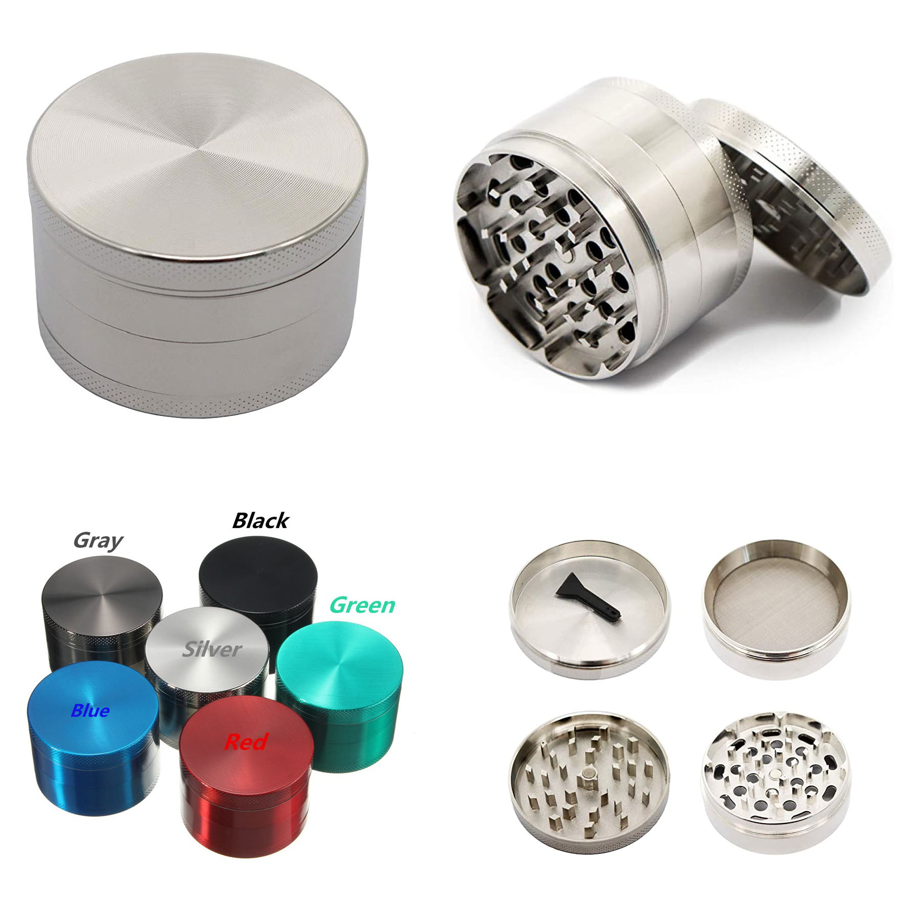 2.5 Inch 4 Pieces Zinc Alloy Herb Spice Grinder 2