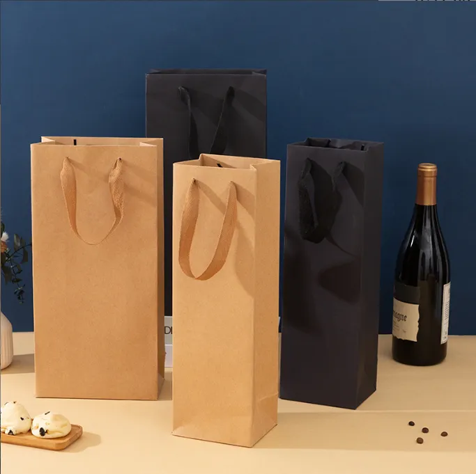Kraft Paper Wine Tote Gift Bag 5