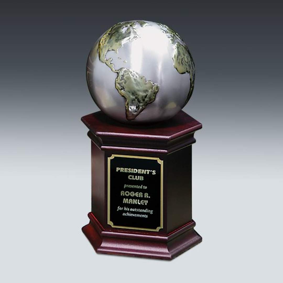 Cast Globe Award, custom award with logo imprint 2