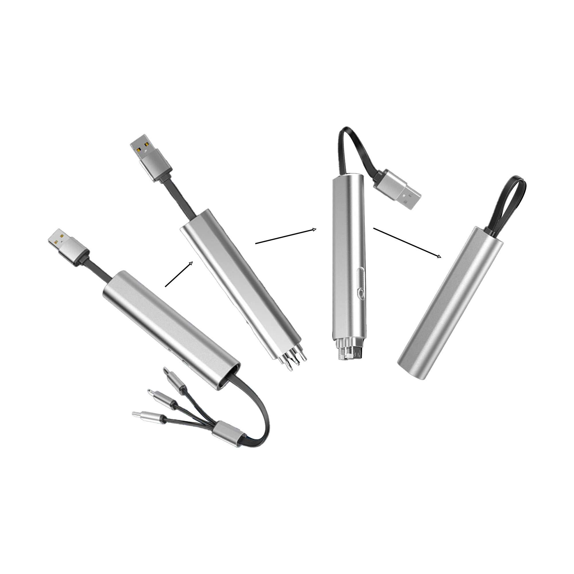 Multi functional 3 In 1 Retractable Charger Cable 3