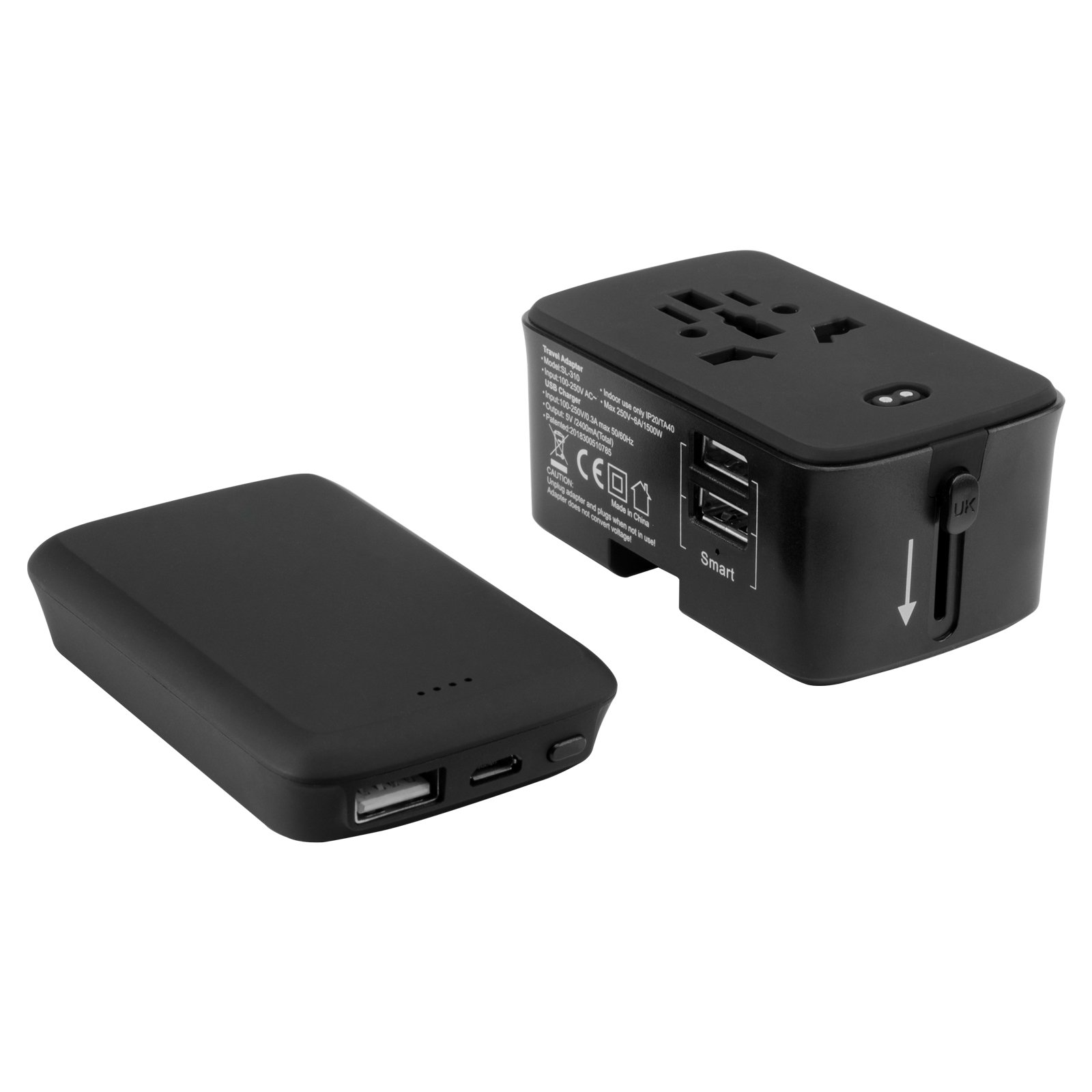 Universal Travel Adapter with Power Bank (5,000 mAh) or Wireless Charger 6