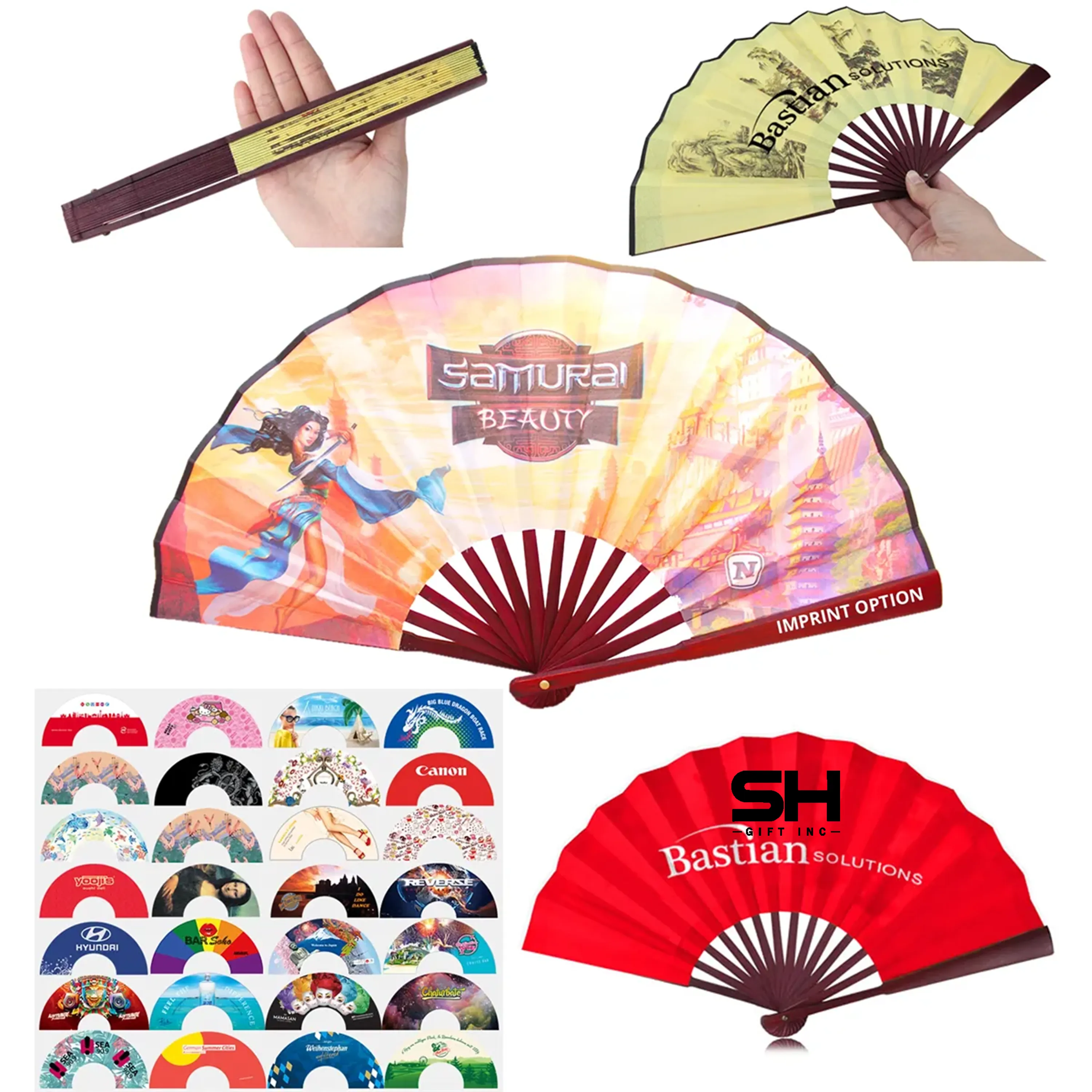 Traditional Bamboo Hand Fan - Premium Silky Fabric 1