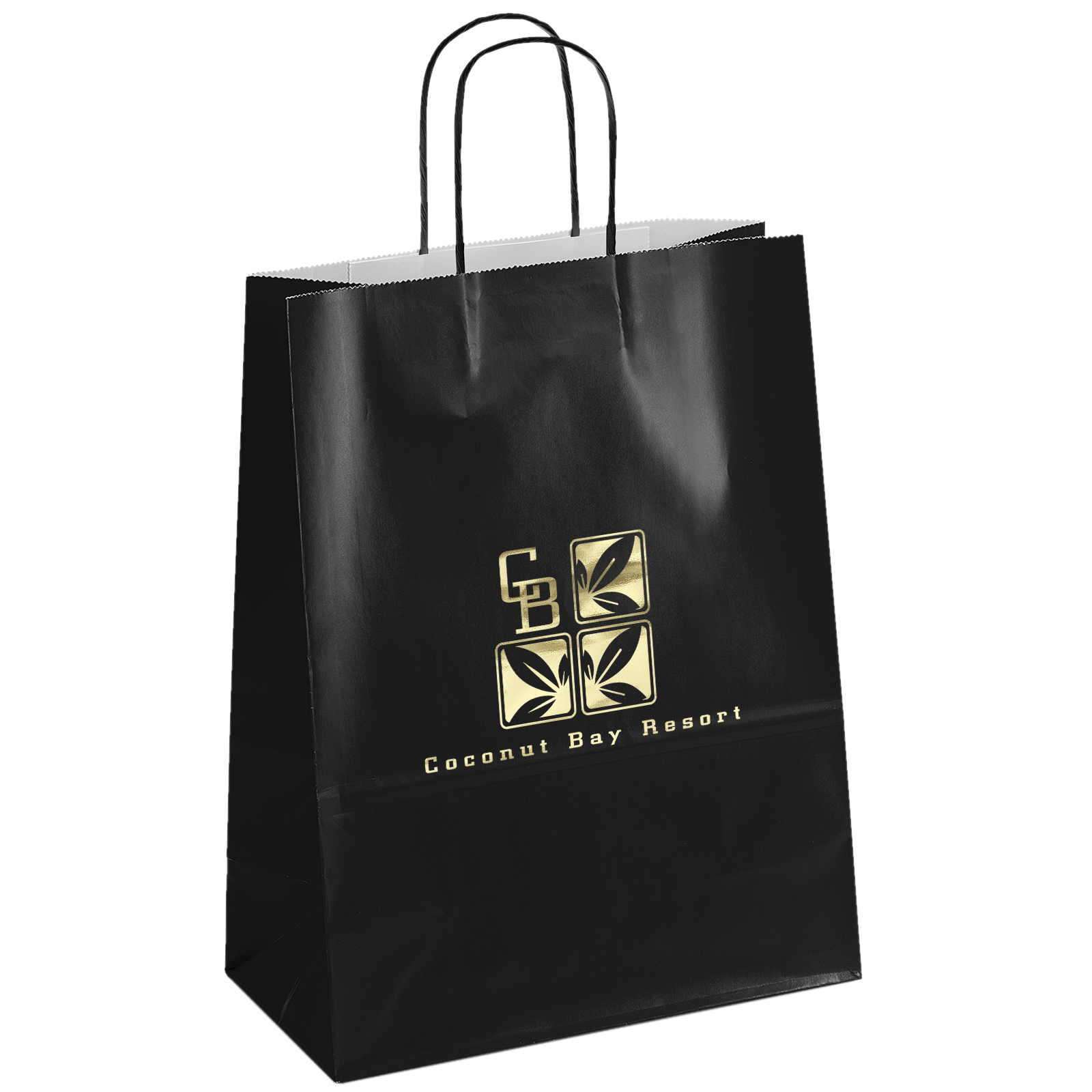 Amber™ - Gloss Shopper - Black Bag - Foil Print