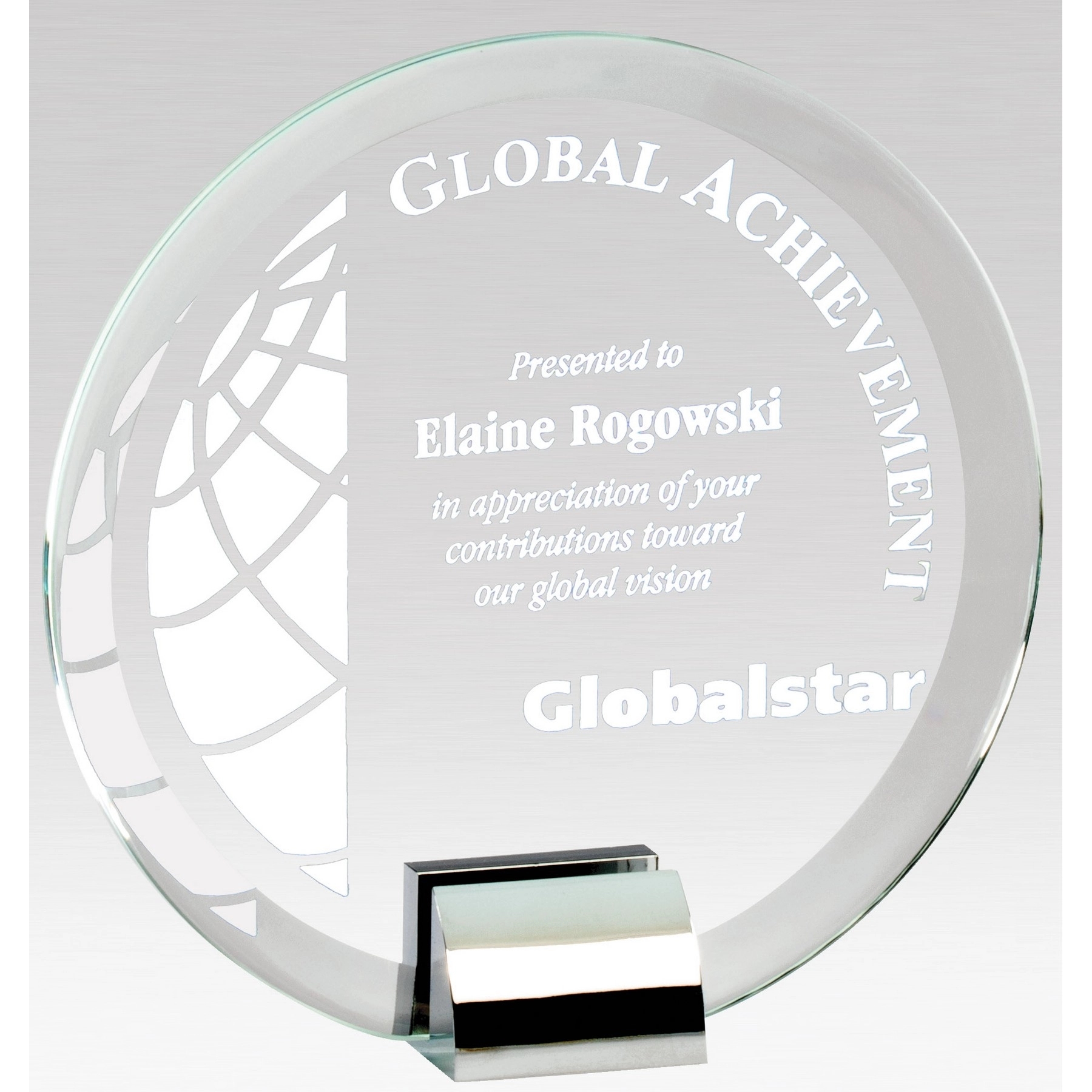 5 1/4" Circular Crystal Award On Chrome Base 1