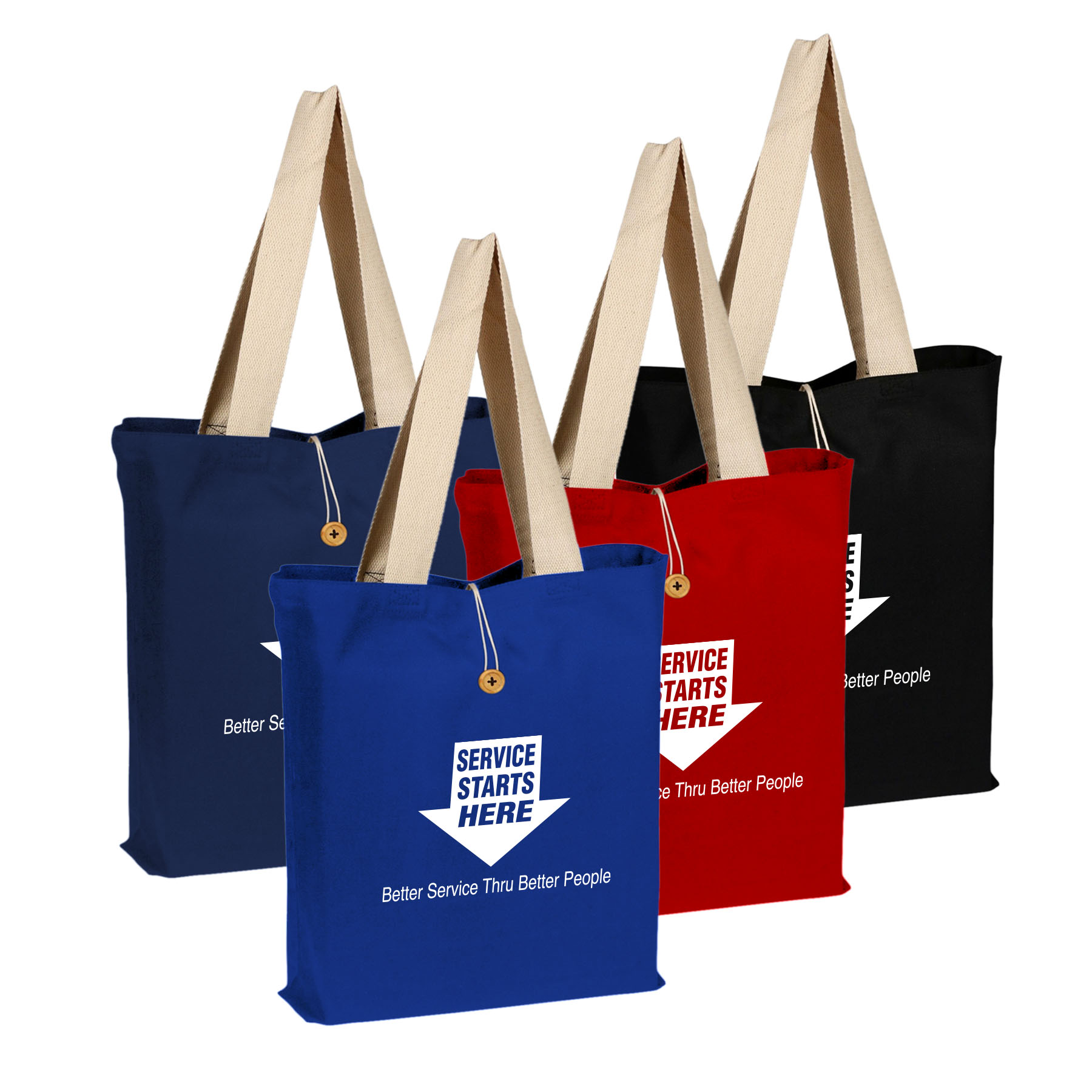 12oz. 100% Cotton Colored Button-Up Canvas Tote w/Natural Handle 8