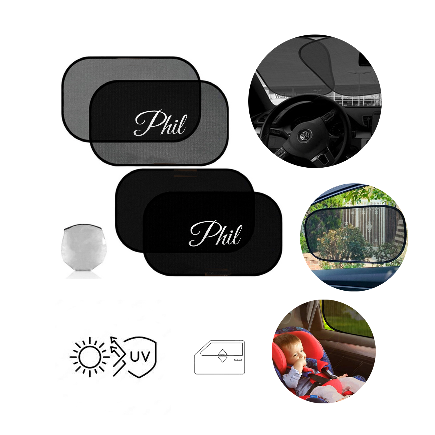 Cling Sunshade for Car Windows Set 1