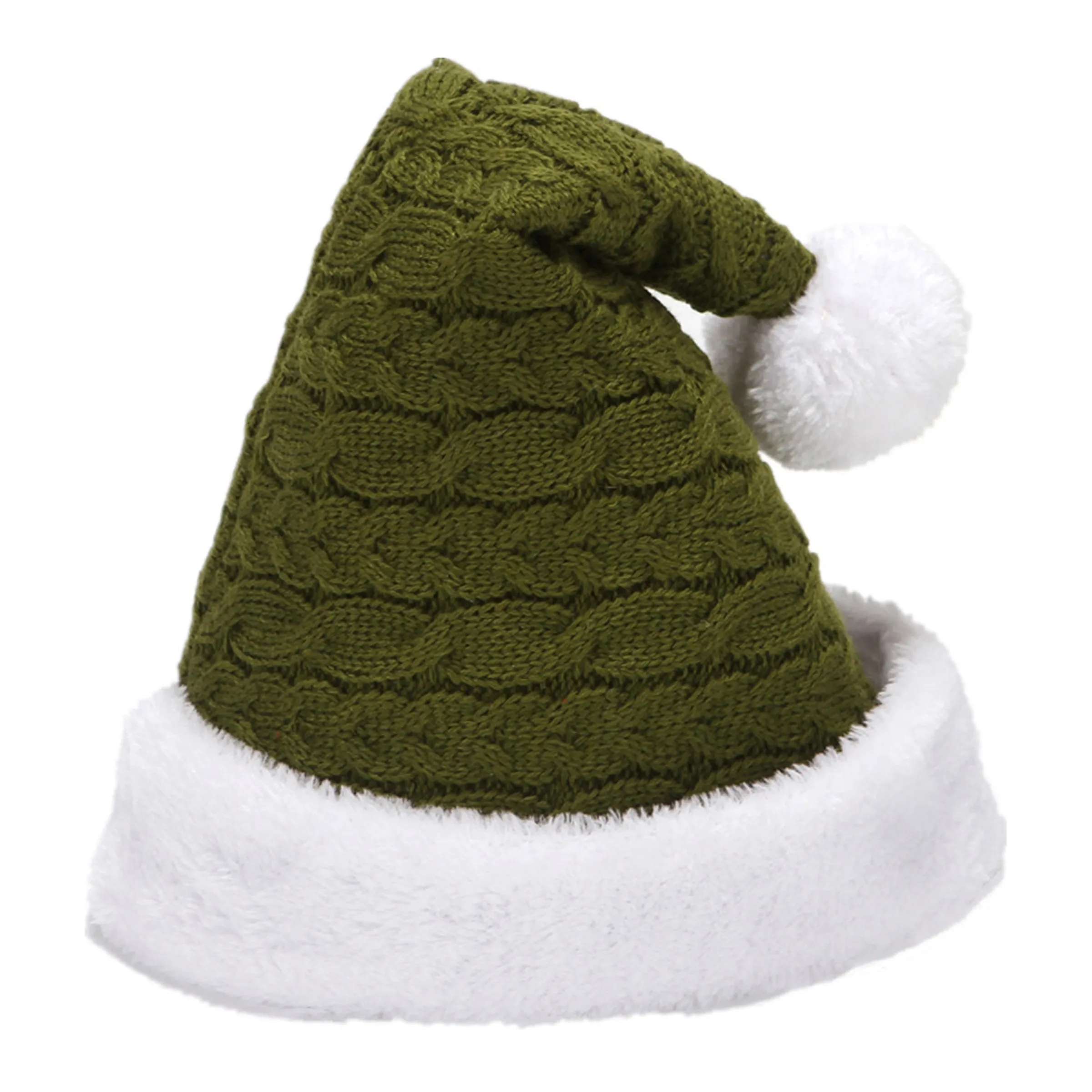 Fleece Knitted Wool Fried Dough Twists Christmas Hat 4