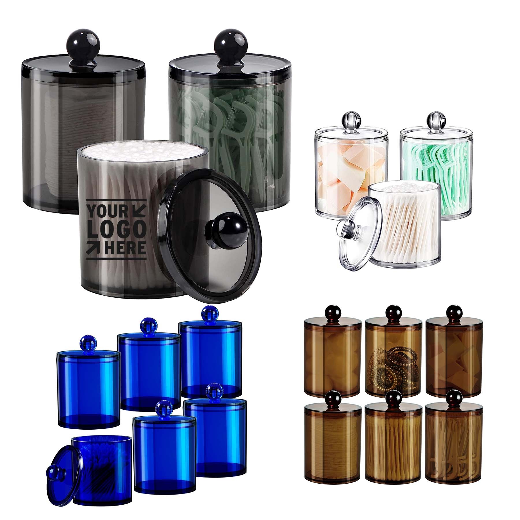 Qtip Dispenser Apothecary Jar Bathroom with Label 1