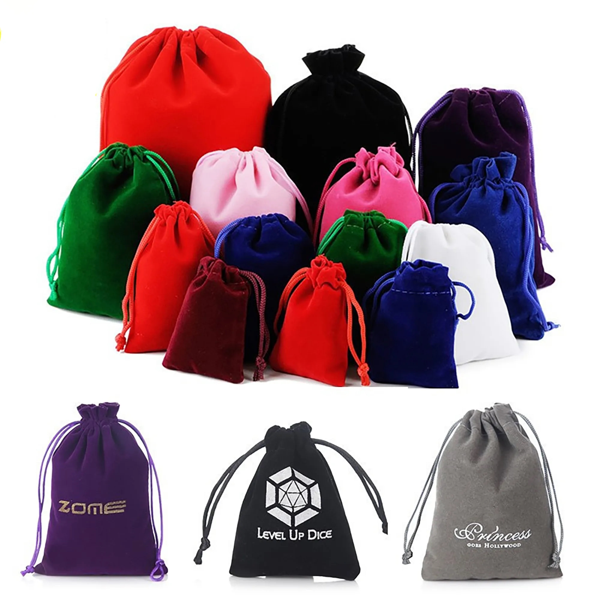 Jewelry Flocked Fabric Drawstring Bag