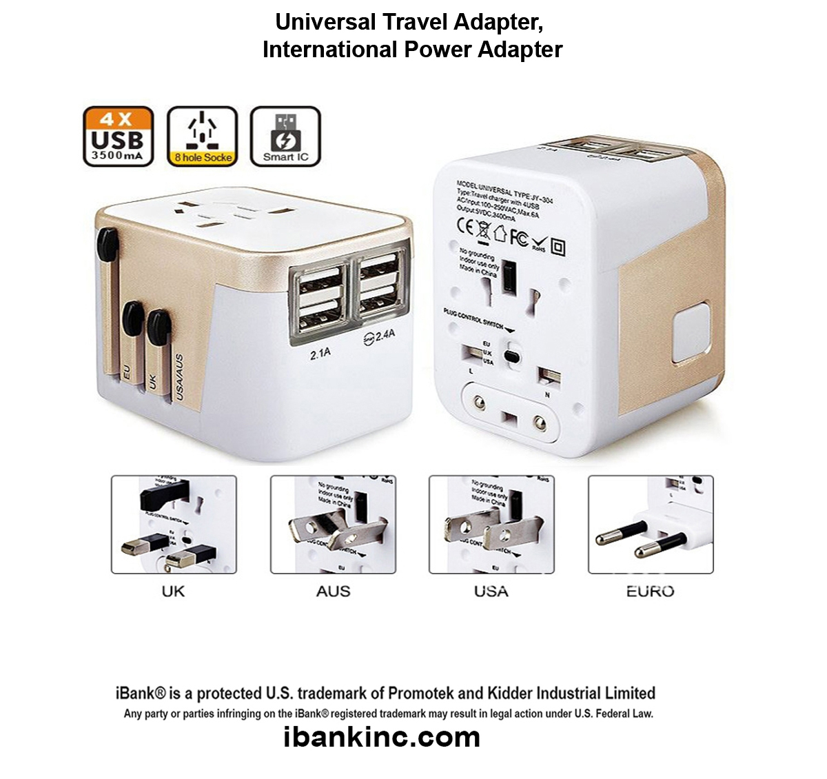 iBank ® Universal Travel Adapter, International Power Adapter 1