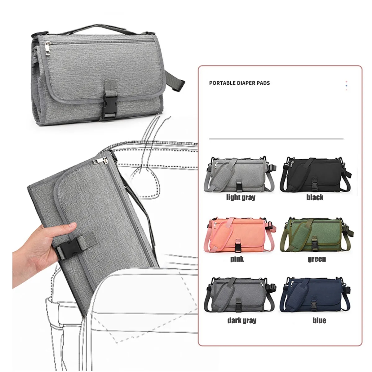 Diaper Changing Pad with Protecting Wraps 4