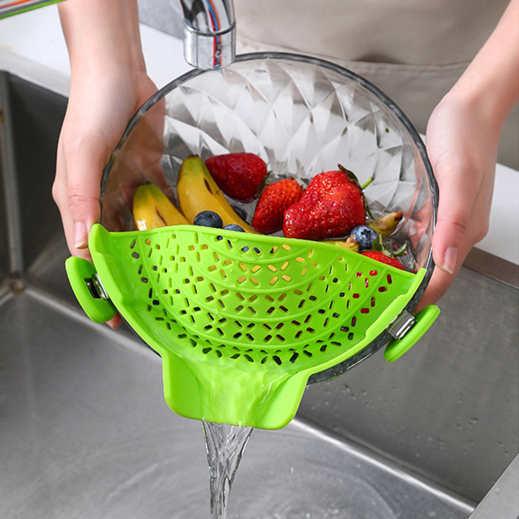 Adjustable Silicone Clip On Strainer for Pots 7