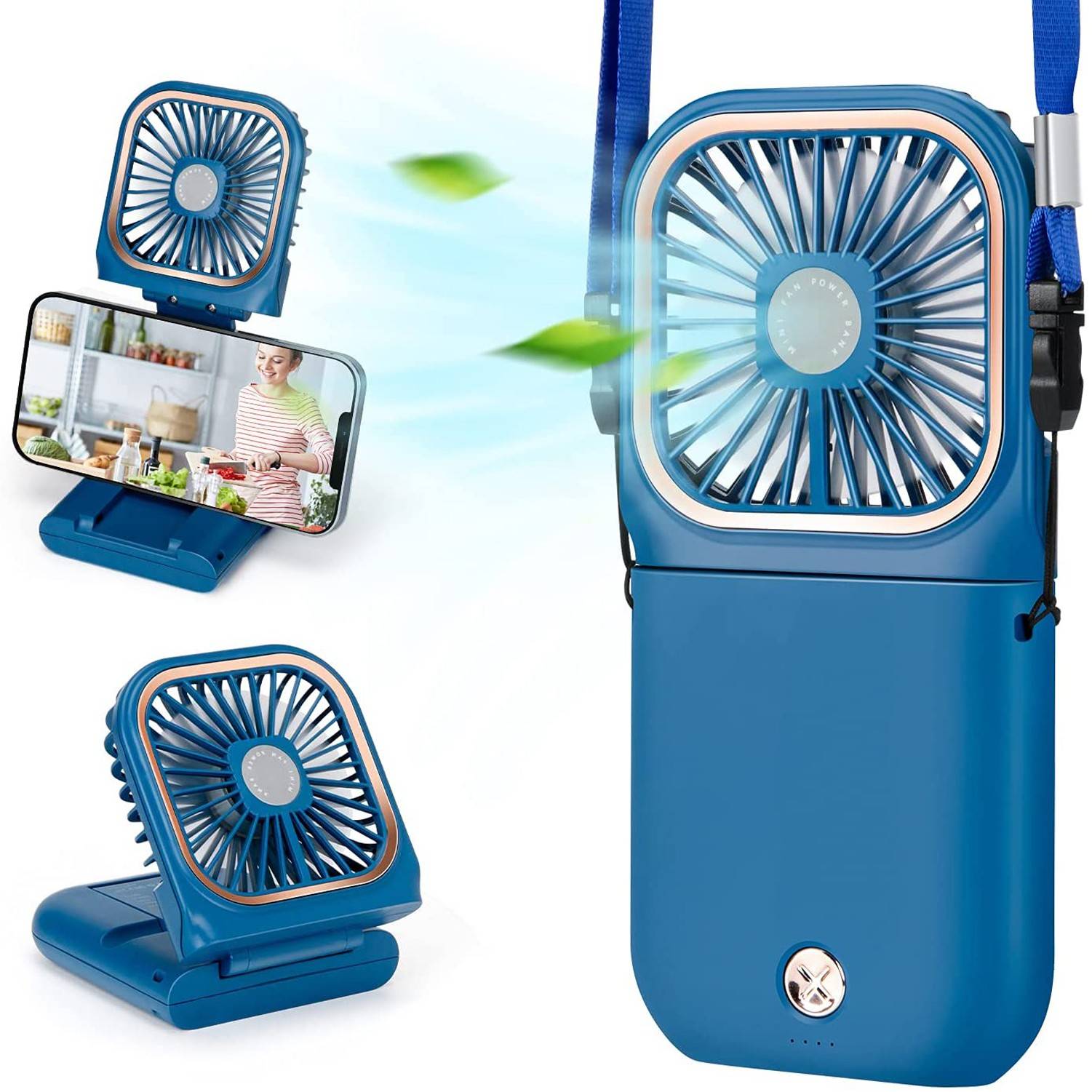 Multi-Functional Portable Fan With Power Bank And Lanyard 1