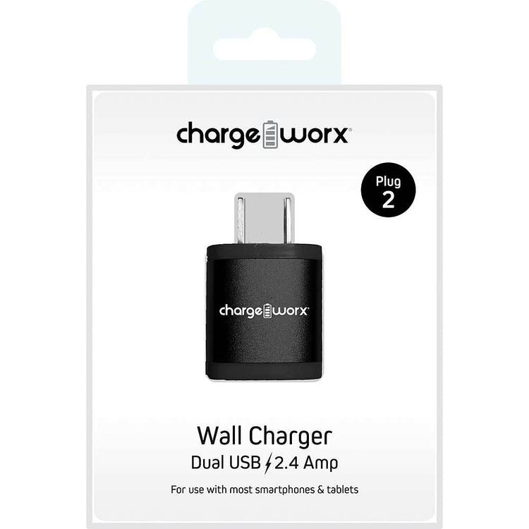 Dual USB Wall Chargers - Black 2.4 AMP