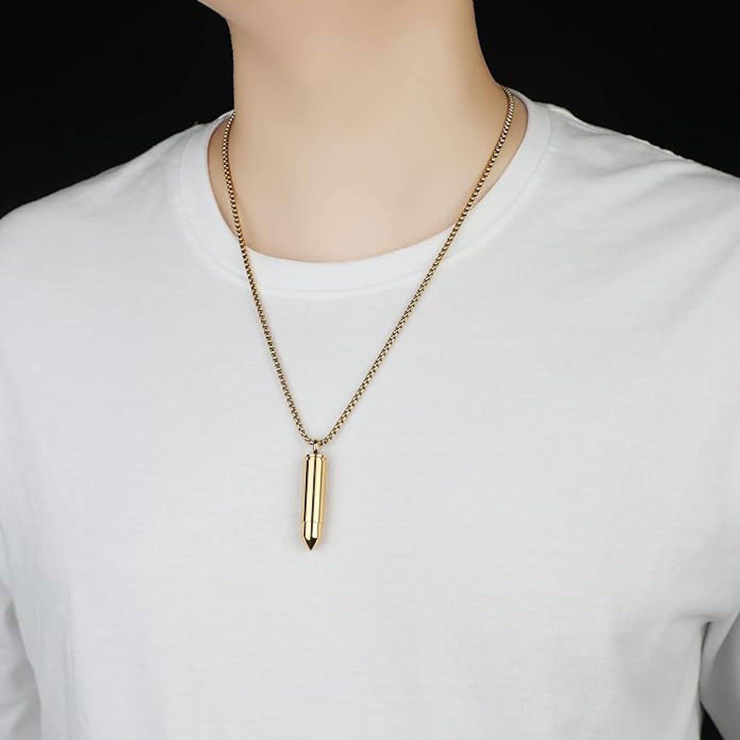 Stainless Steel Bullet Pendant Necklace 5