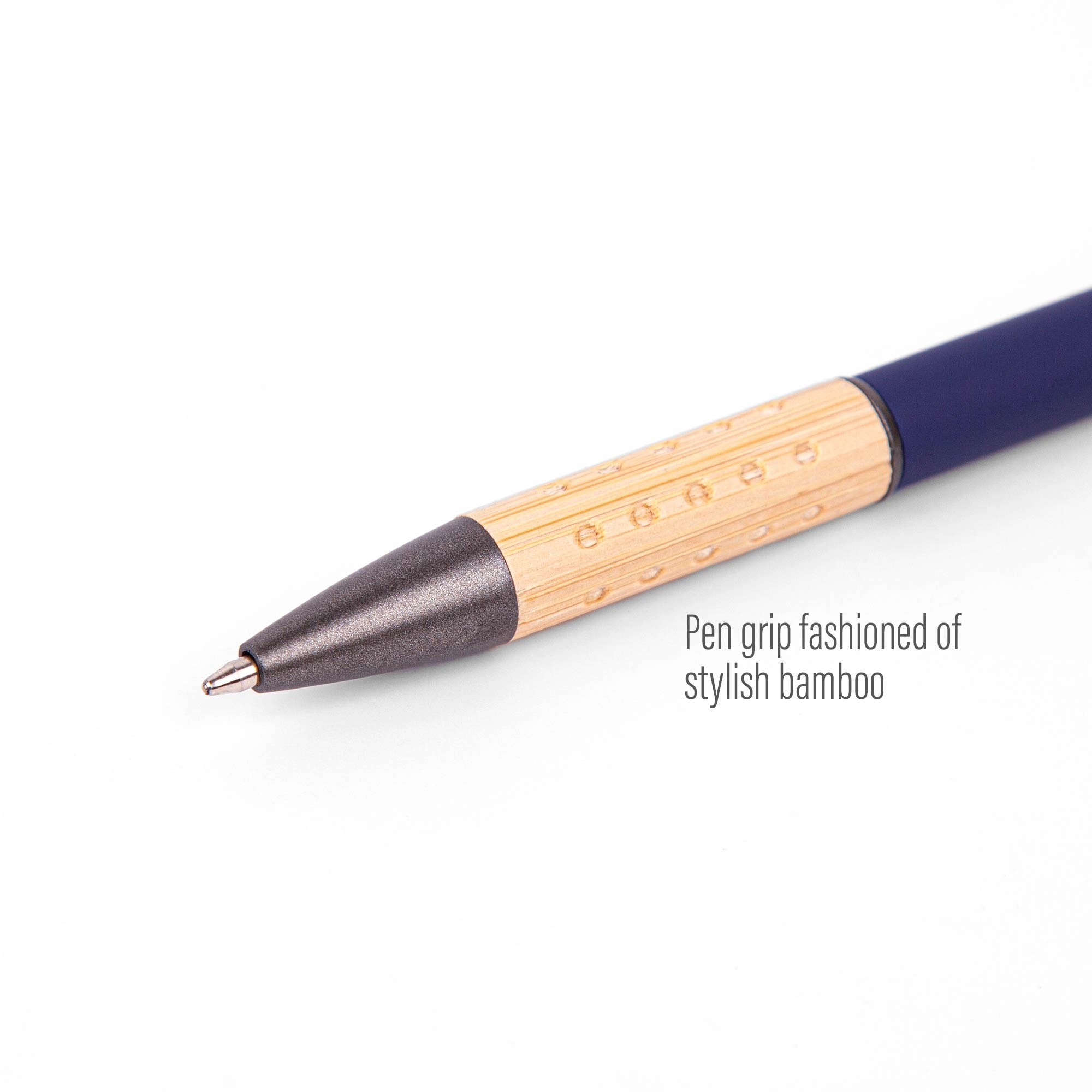 The Gosford Gunmetal Click-Action Ballpoint Pen with Bamboo 6
