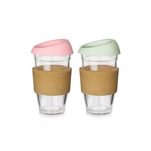 16Oz Reusable Glass Coffee Travel Mug With Lid 2