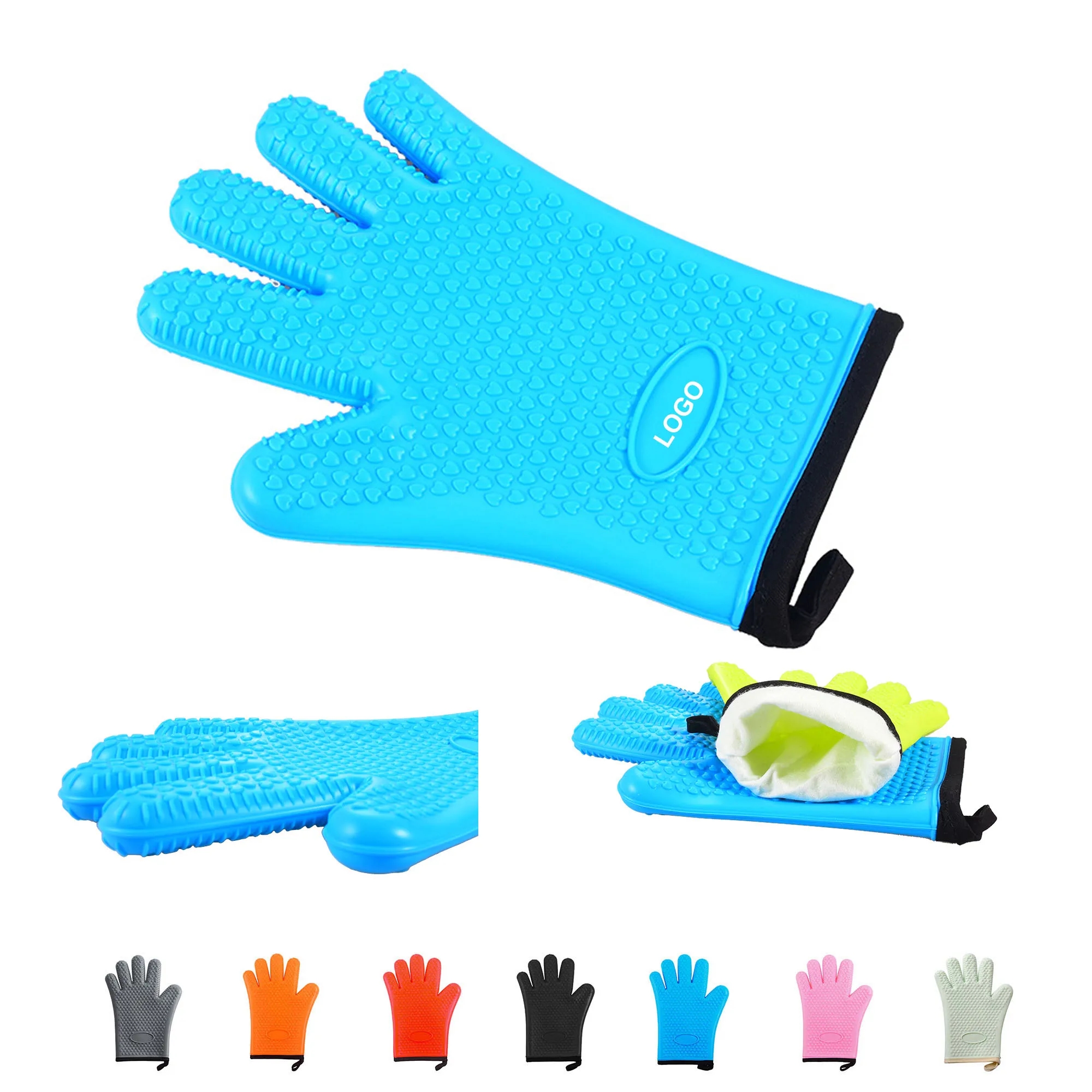 Silicone BBQ Gloves Oven Mitts 5