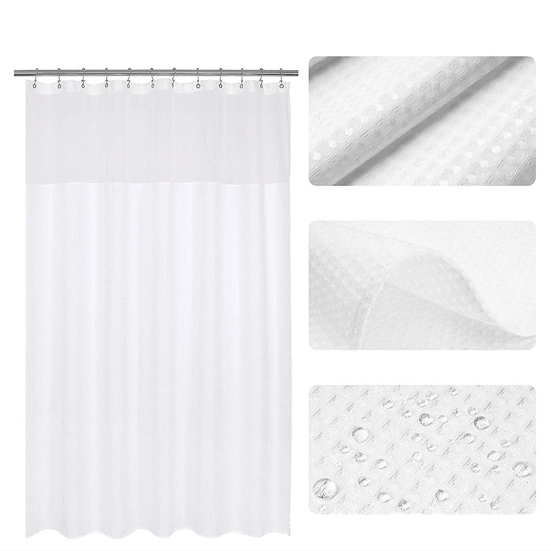 Waffle Weave Shower Curtain with Snap-in Fabric Liner Set 2