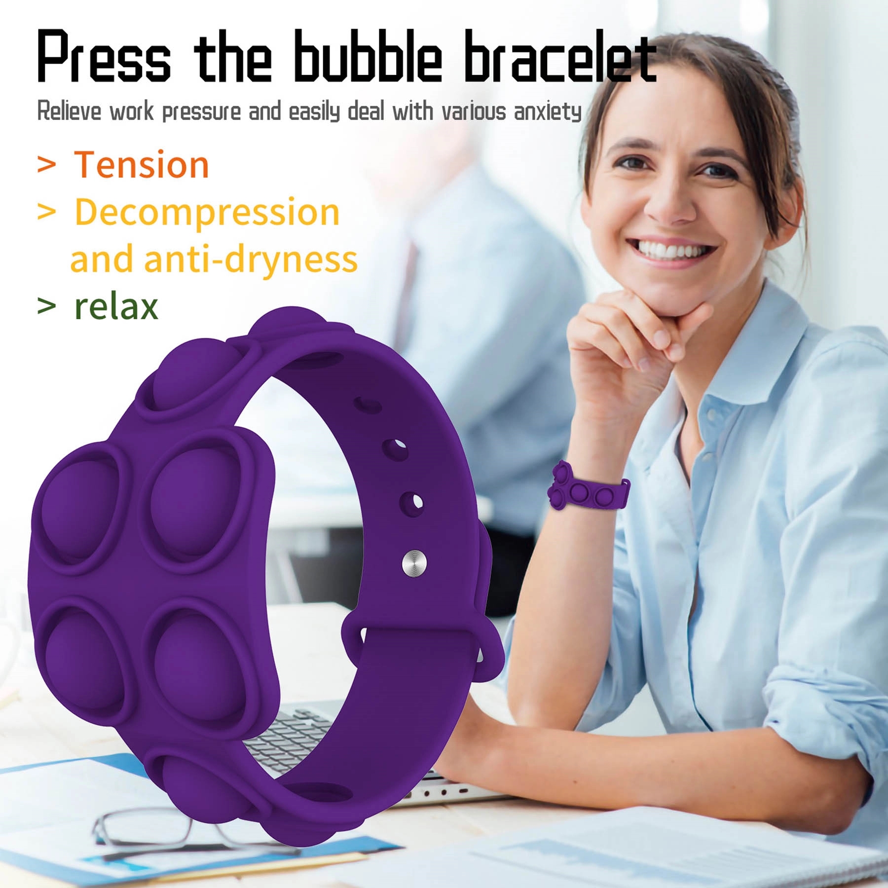 Push Pops Bubble Sensory Fidget Bracelet Toys Stress Relief 11