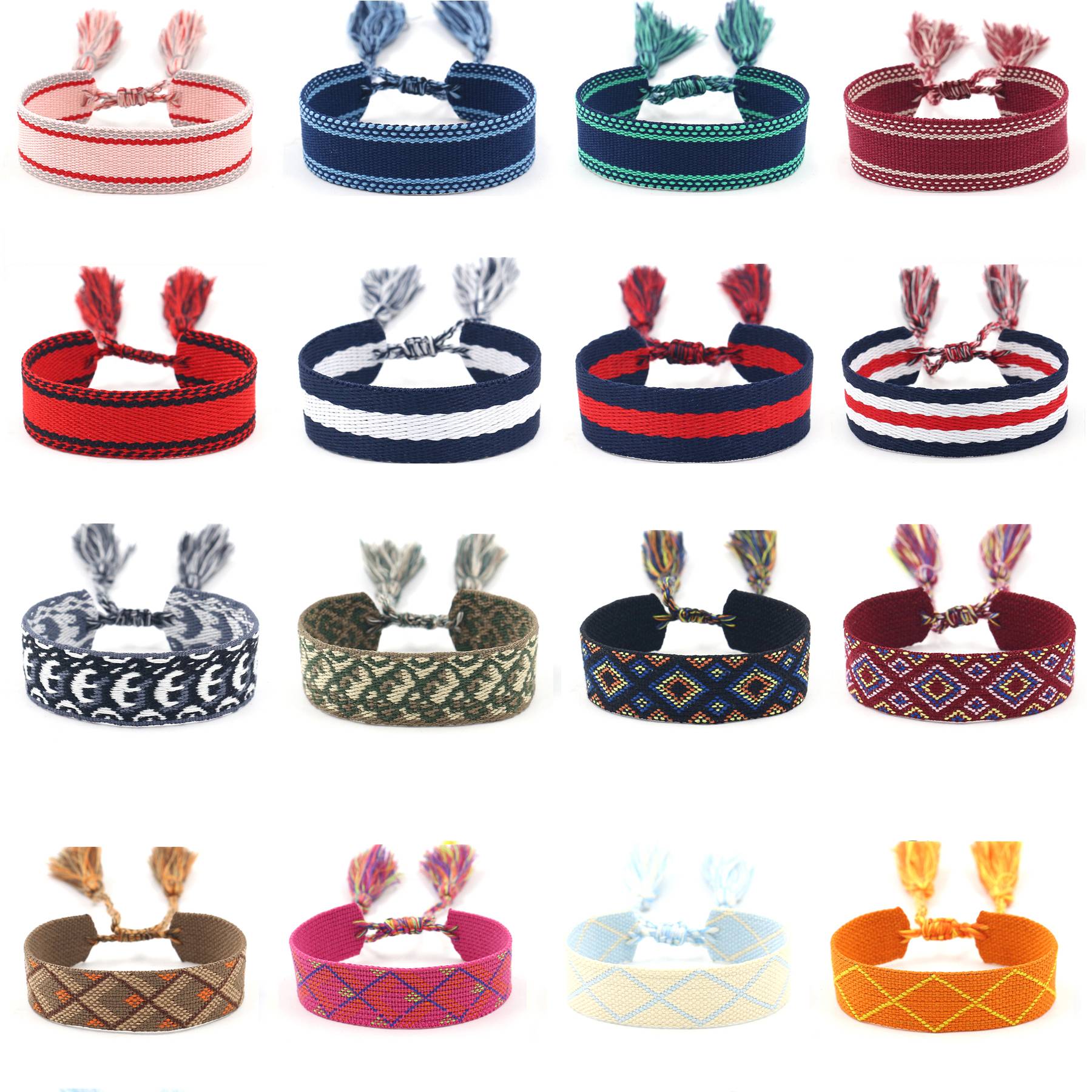 Hand woven embroidered ribbon bracelet 5