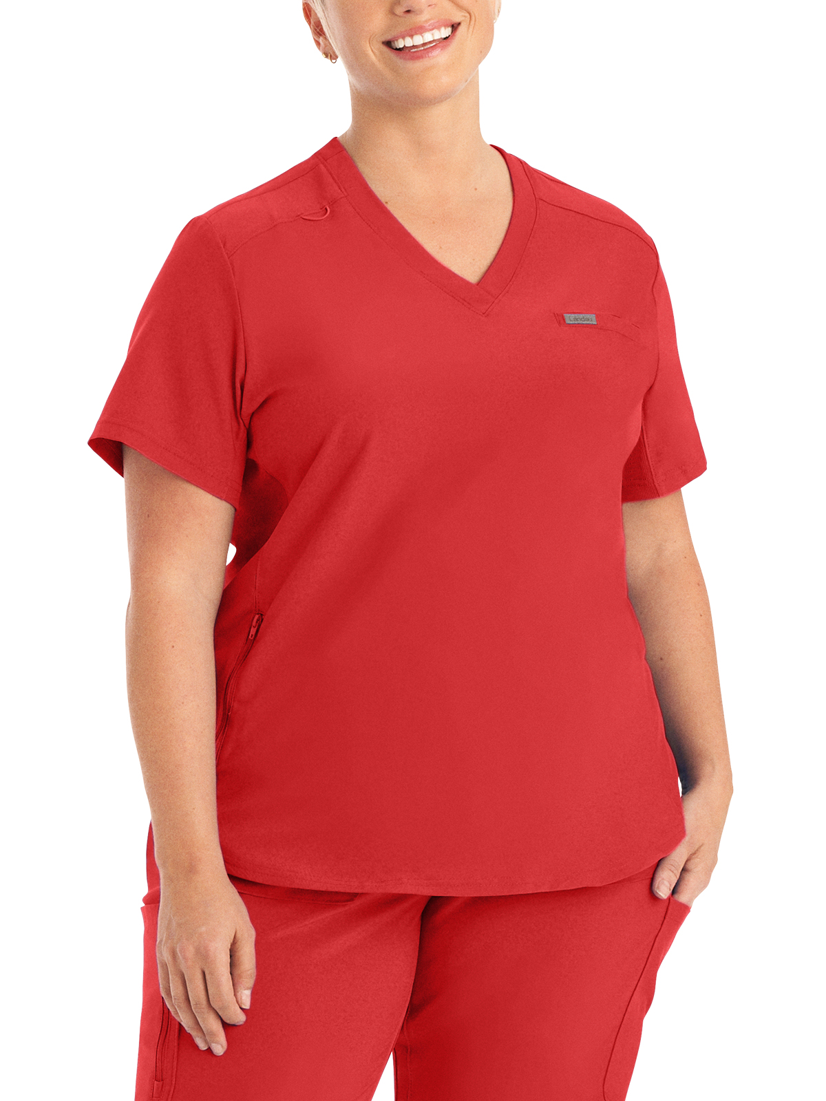 Landau - Forward - Women's Two-Pocket Shirttail Hemline V-Neck Top 6