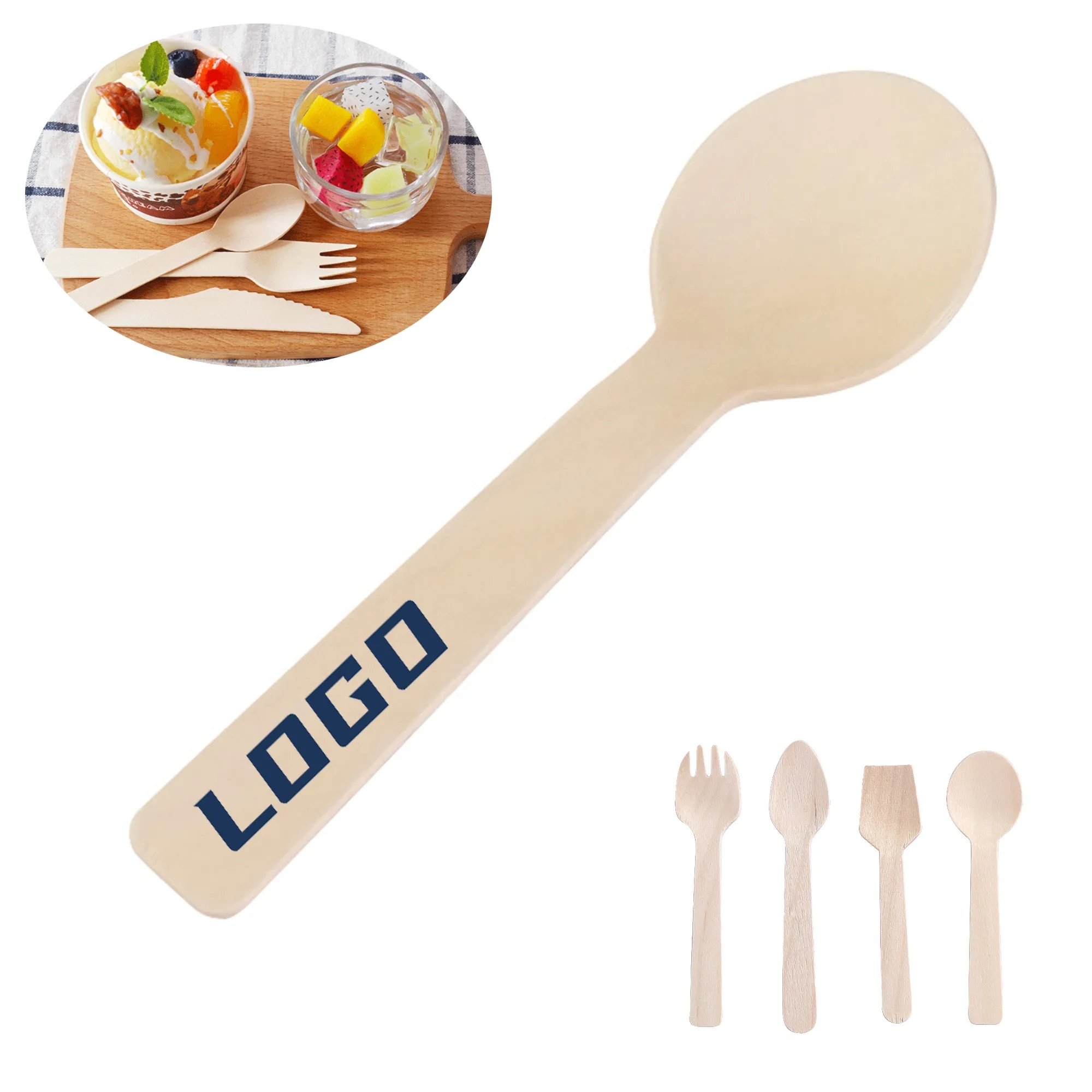 Disposable Wooden Ice Cream Scoop MOQ500pcs