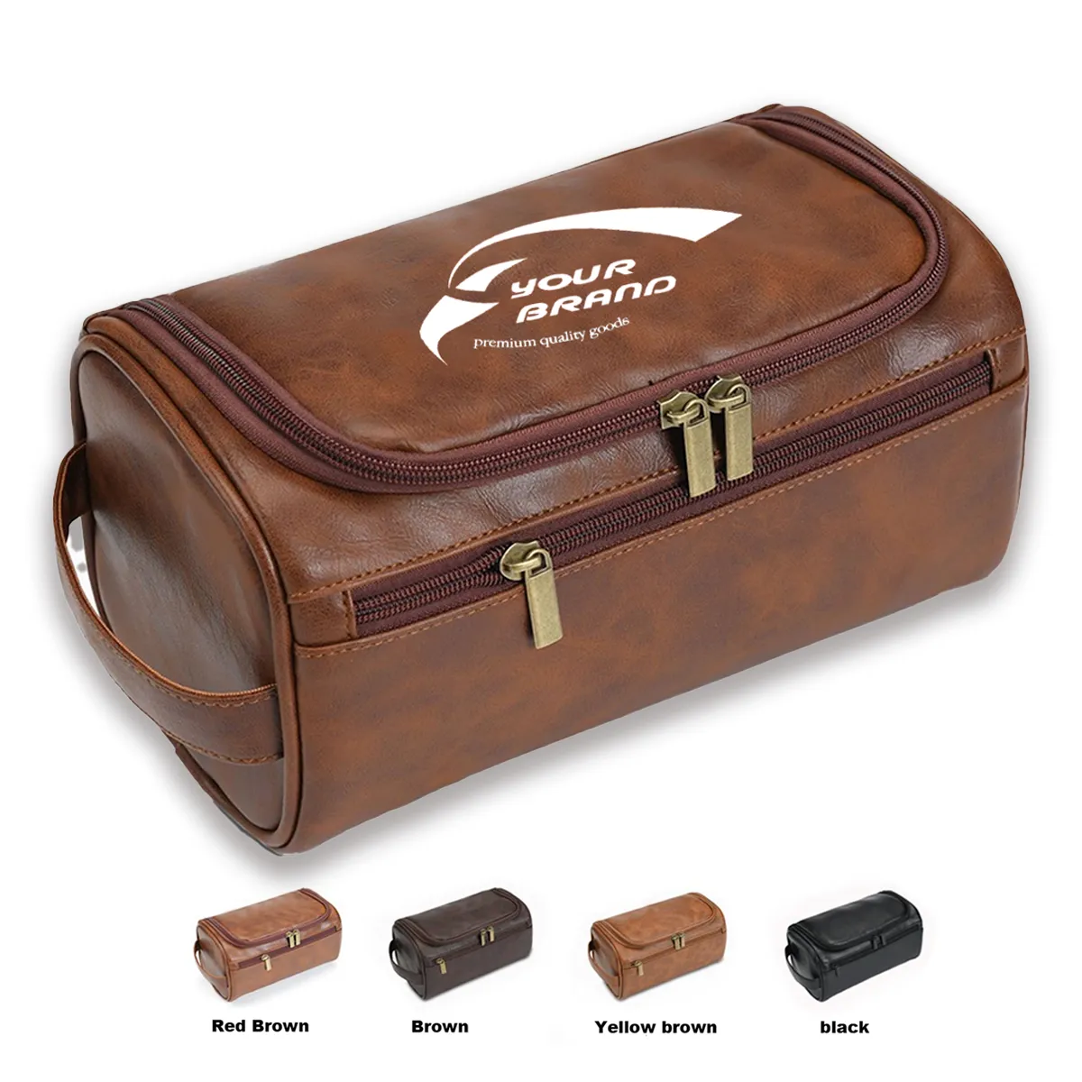 Unisex personalized leather toiletry bag 3