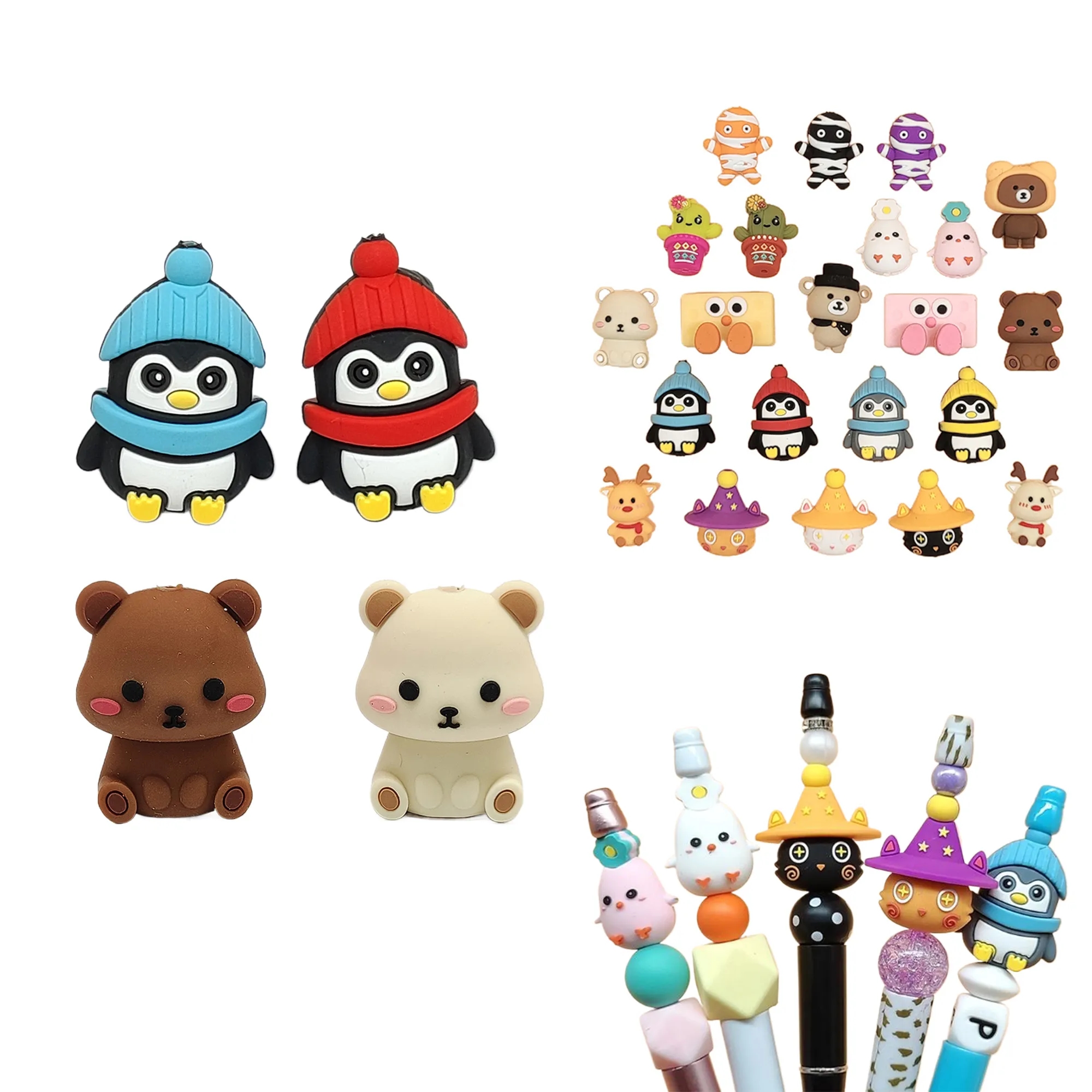 MOQ500 Custom 3D Silicone Beads Pen Accessories 4