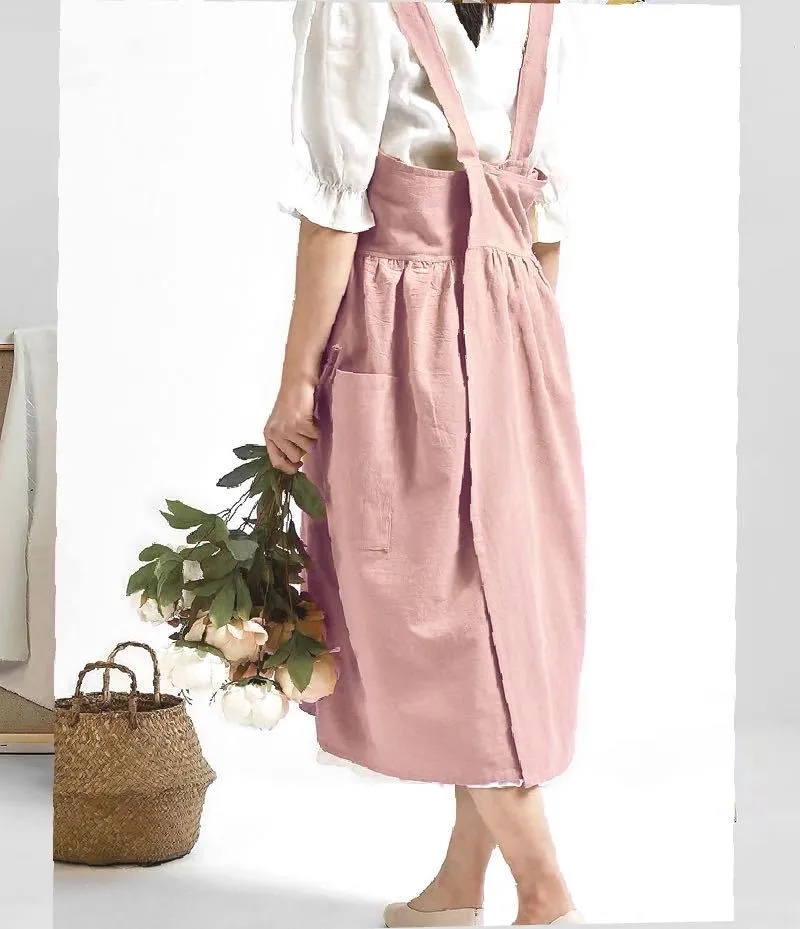 Wholesale Cotton Chef Aprons for Women Cross Back Design with Pockets Bulk Order 1
