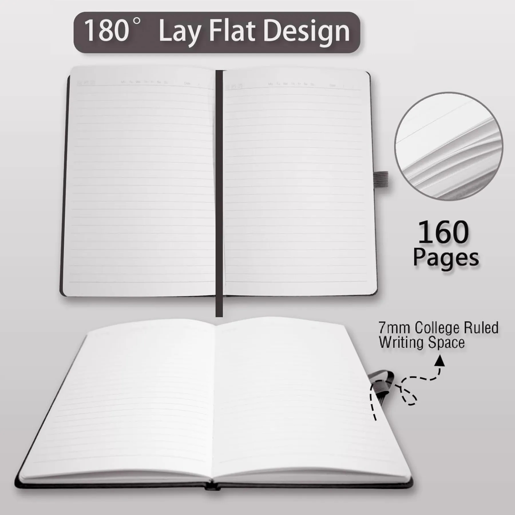 80Sheets A5 Lined Journal Notebook With PU Leather Hardcover 6