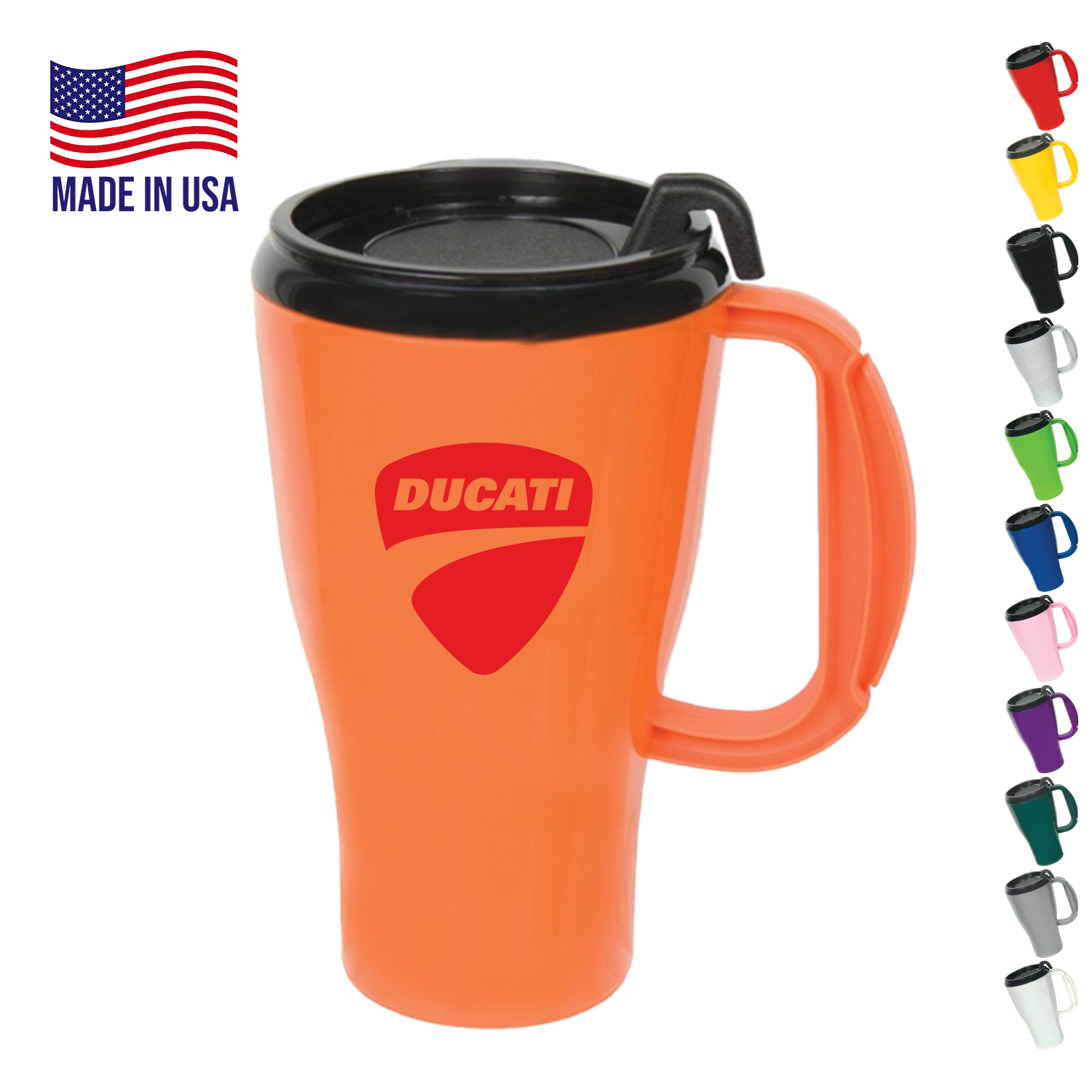 16 oz. USA Made Double Wall Insulated Mug with Slider Lid 2