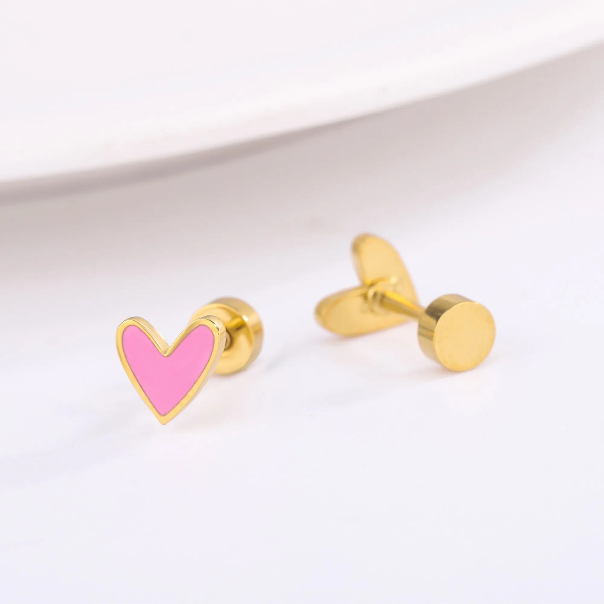 Heart Rainbow Flower Enamel Oil Drop Stud Earrings MOQ10 9