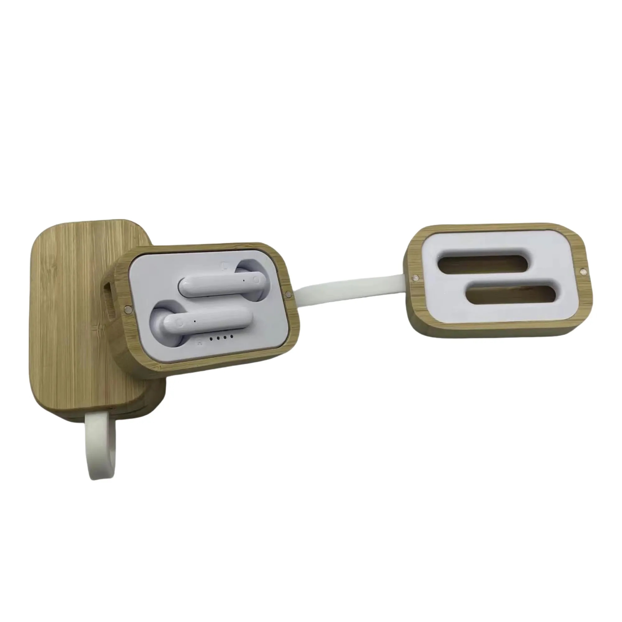 TWS Earbuds In Bamboo Charging Case 1