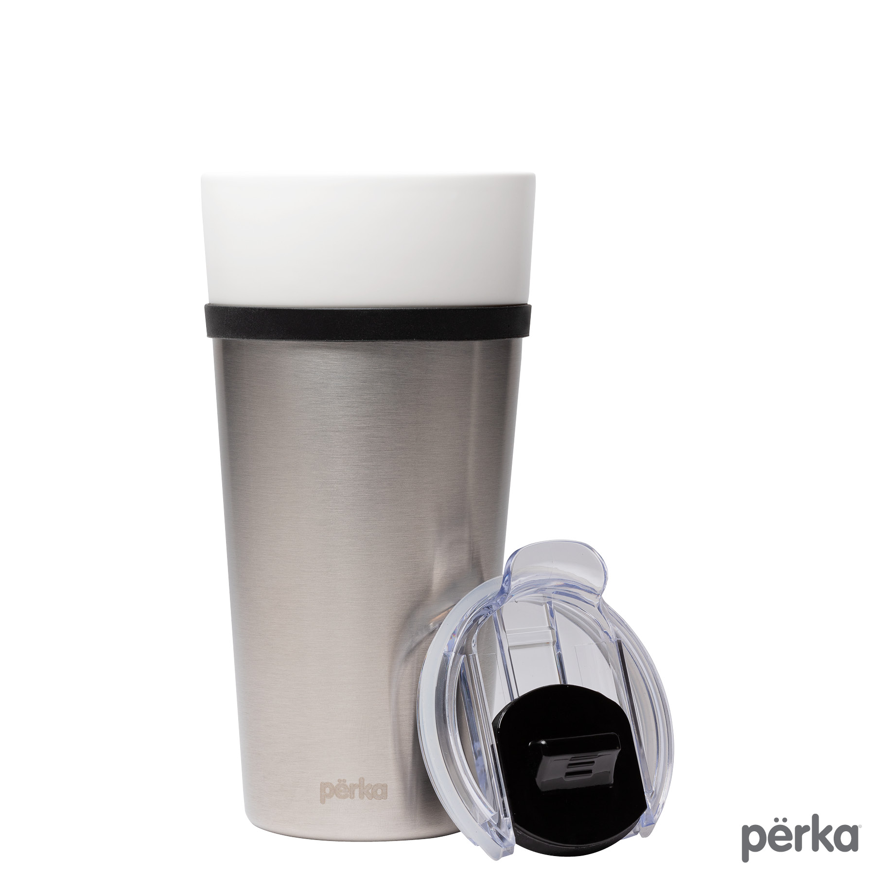 Perka® Linden 14 oz. Double Wall Ceramic Tumbler w/  Stainless Steel Outer 30