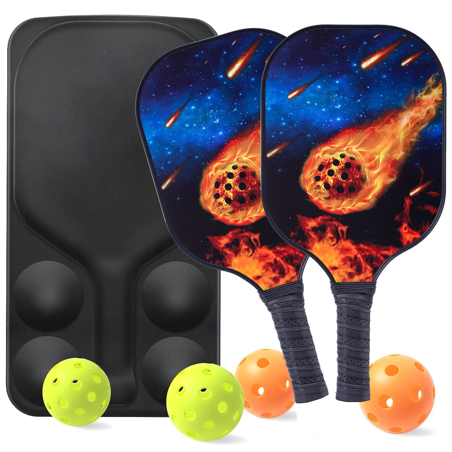 Glass Fiber Pickleball Racket Paddle & Ball Set w/ EVA Bag 2